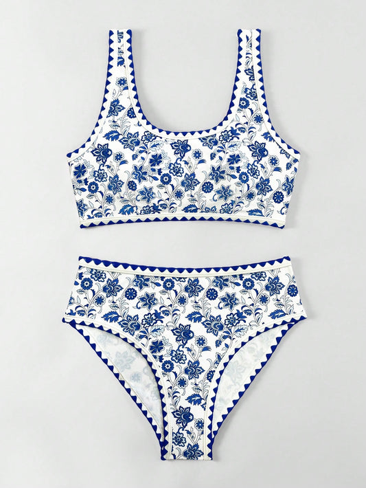 Swim Ladies Floral Print Two-Piece Bikini Set For Summer Beach And Vacation