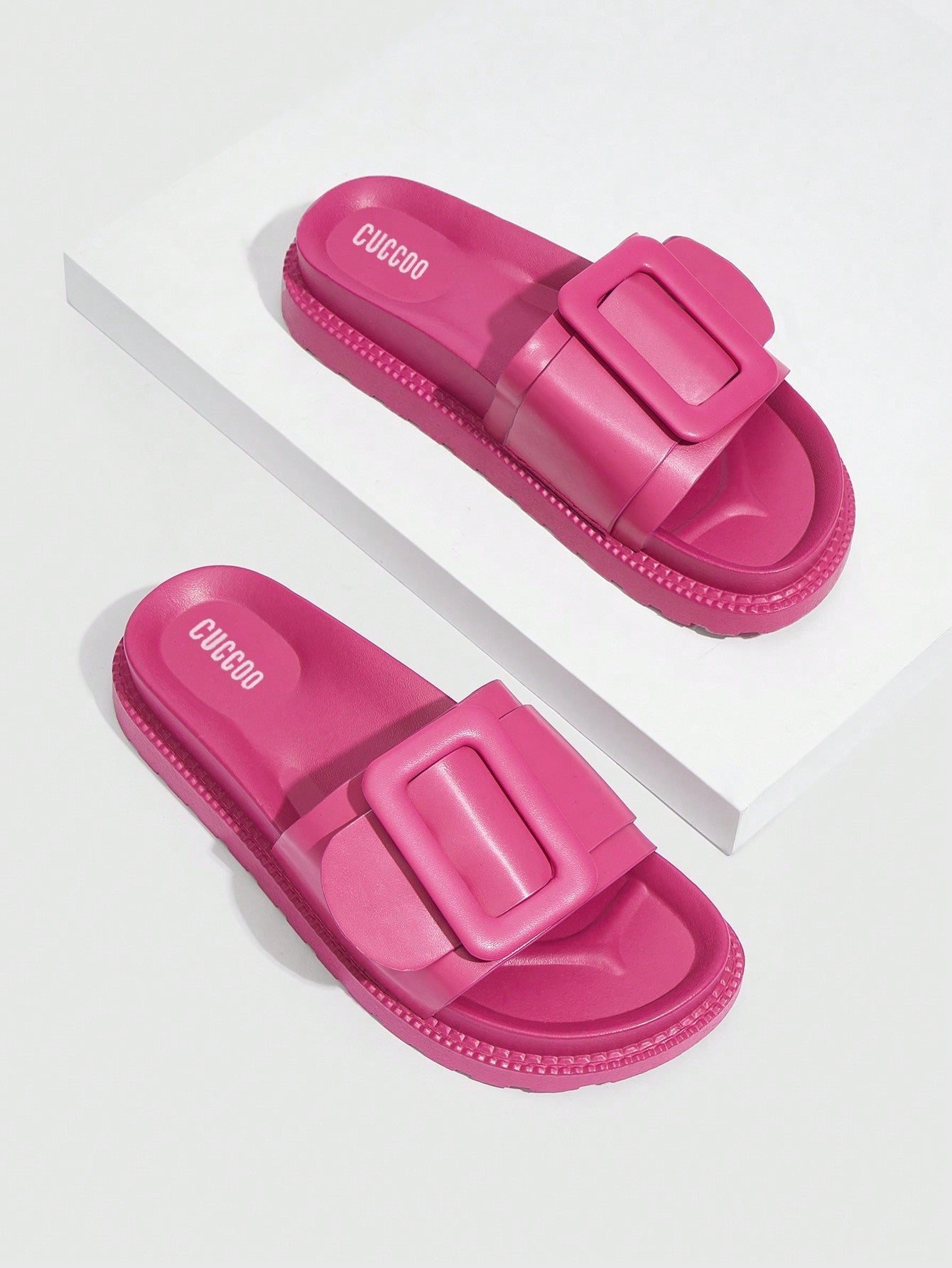 Cuccoo Women'S Fashionable Thick-Soled Pink Sandals With Large Buckle For Summer Halloween