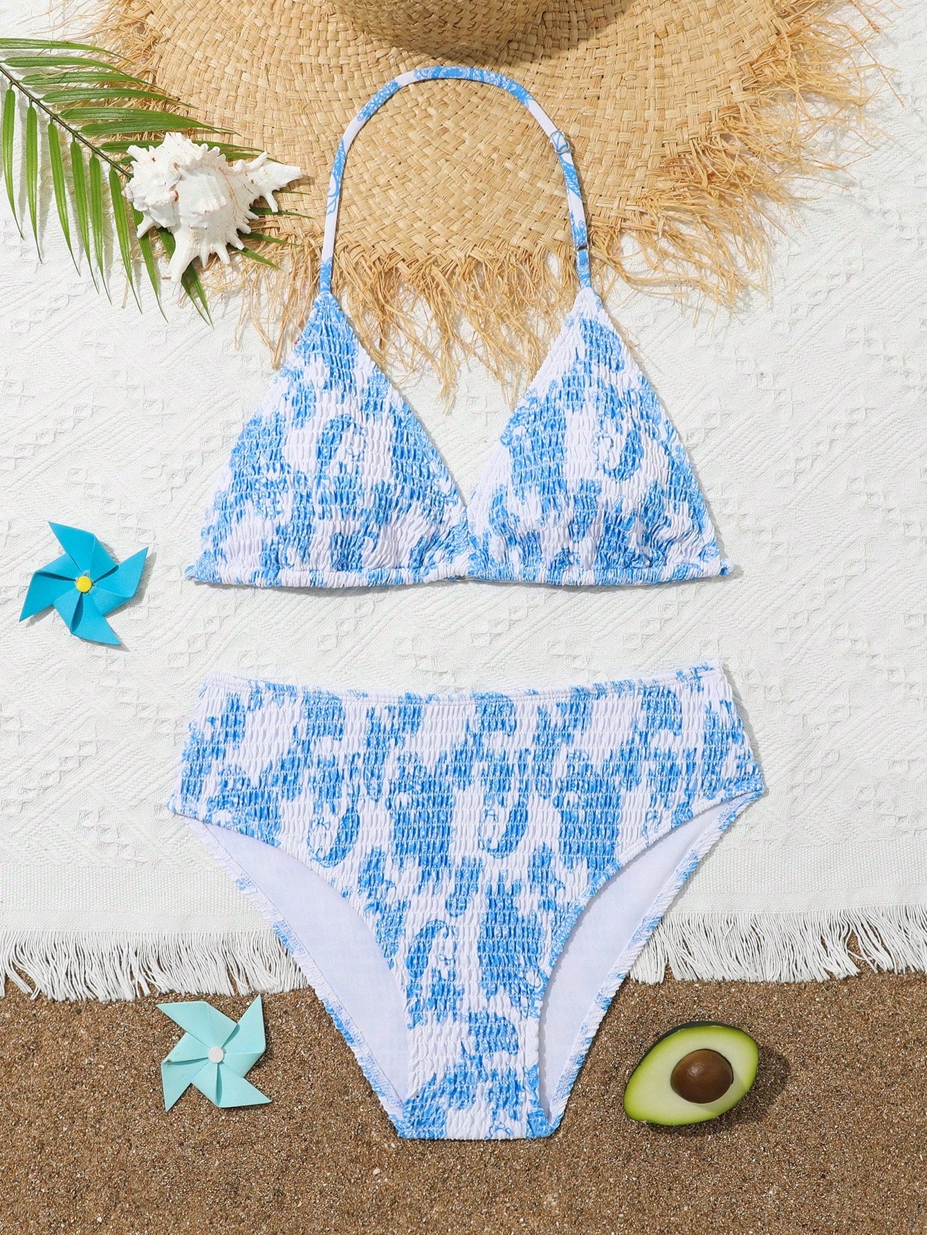 Teen Girl Bikini Set With Random Printing Summer Beach