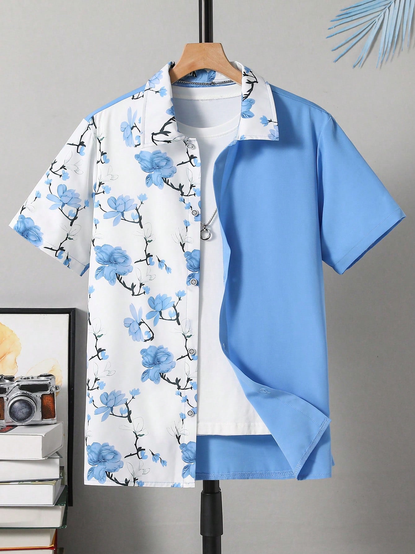 Tween Boys' Floral Patchwork Short Sleeve Shirt