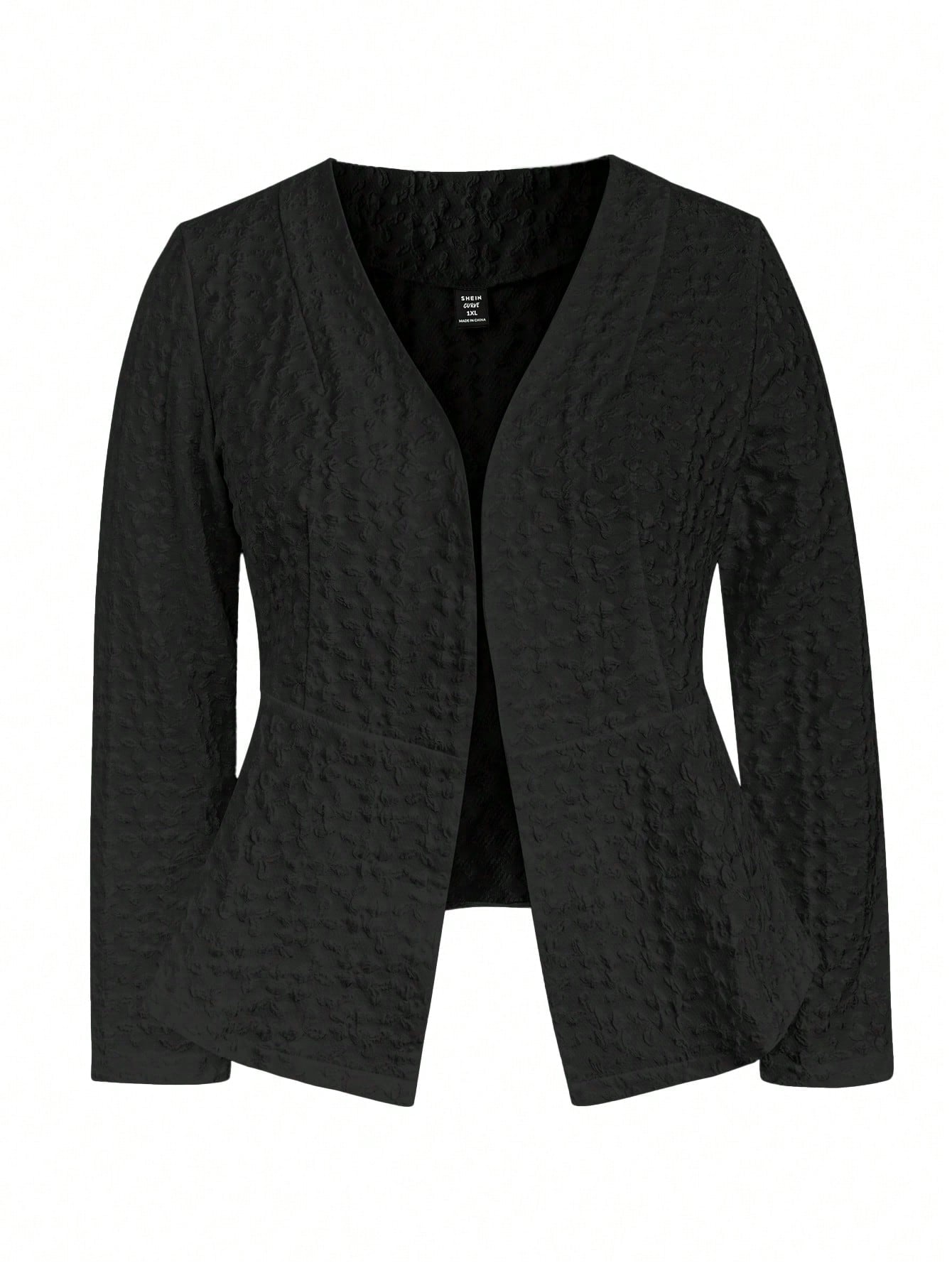 Plus Size Women'S Jacquard Open Front Blazer