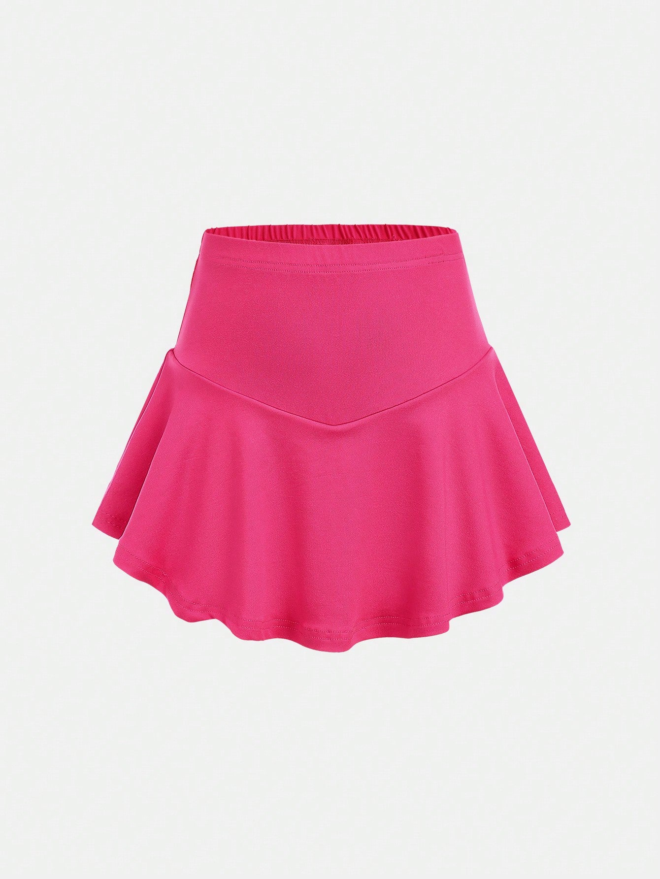 Tween Girl Comfortable Knit Solid Color Skorts With Fan Hem