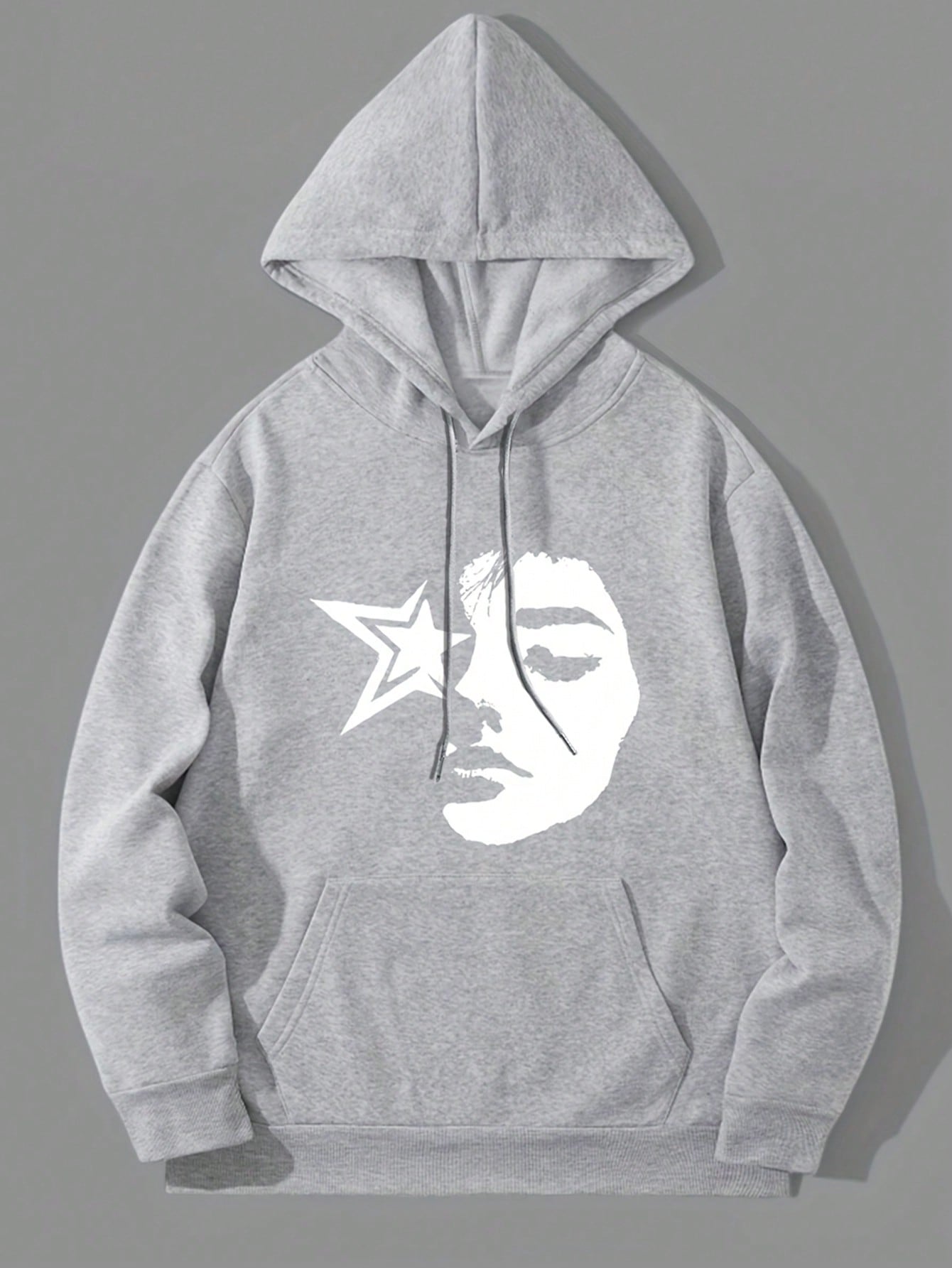 Men'S Character Printed Drawstring Hooded Fleece Sweatshirt