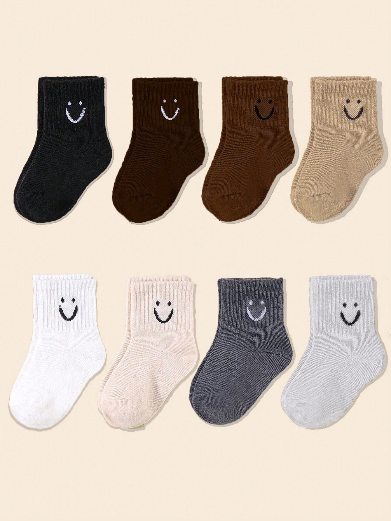 10 Pairs Of Baby Smile Face Random Candy Colored Short Elastic Socks For Daily Wear And Casual Occasions