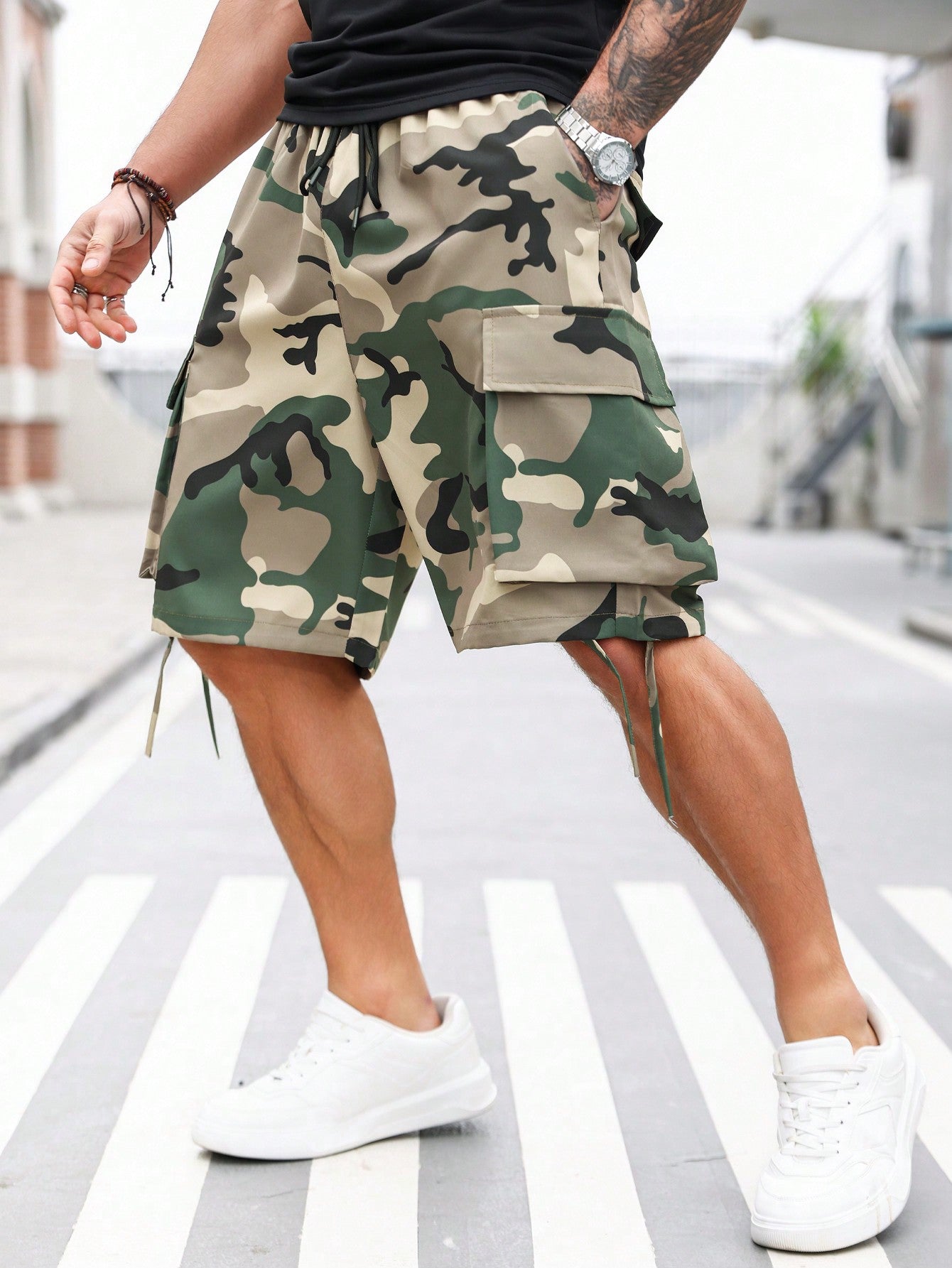 Men's Plus Size Loose Camouflage Printed Work Shorts