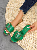 Women's New Fashionable Green Sandals Outdoor Slipper With Buckle Decoration And Anti-Slip Sole Plus-Size