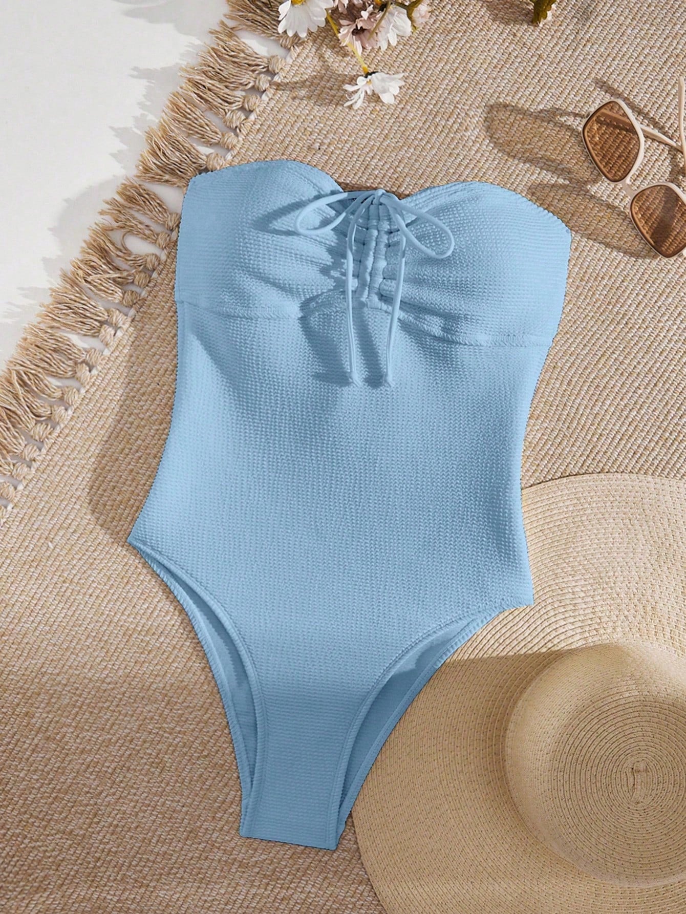 Women's Summer Beach Solid Color Backless One-Piece Swimsuit With Halter Neck