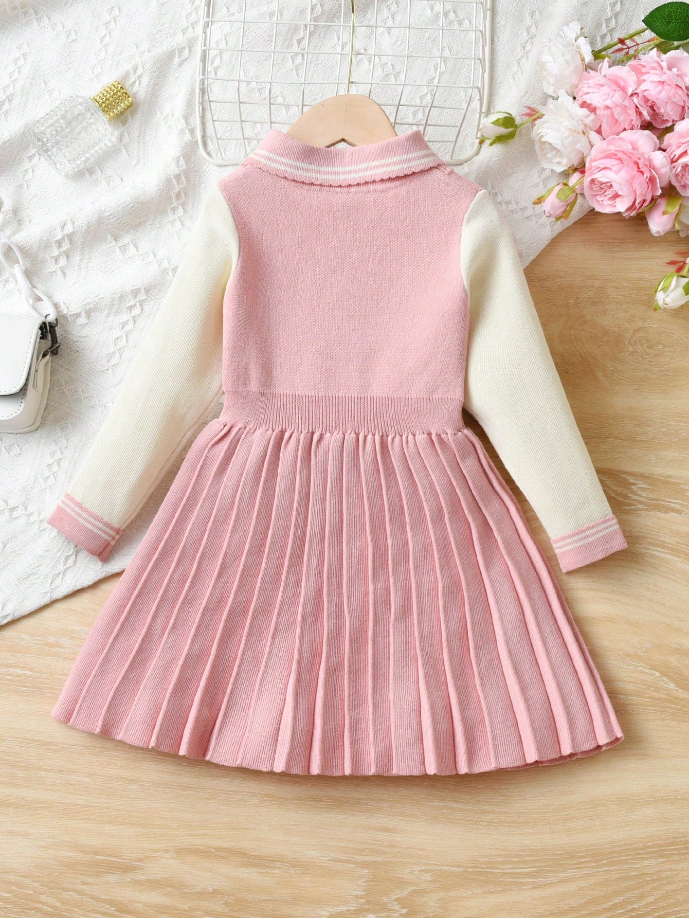 Young Girl Knitted Sweater Dress, 2024 New Spring Autumn Princess Dress With Long Sleeves