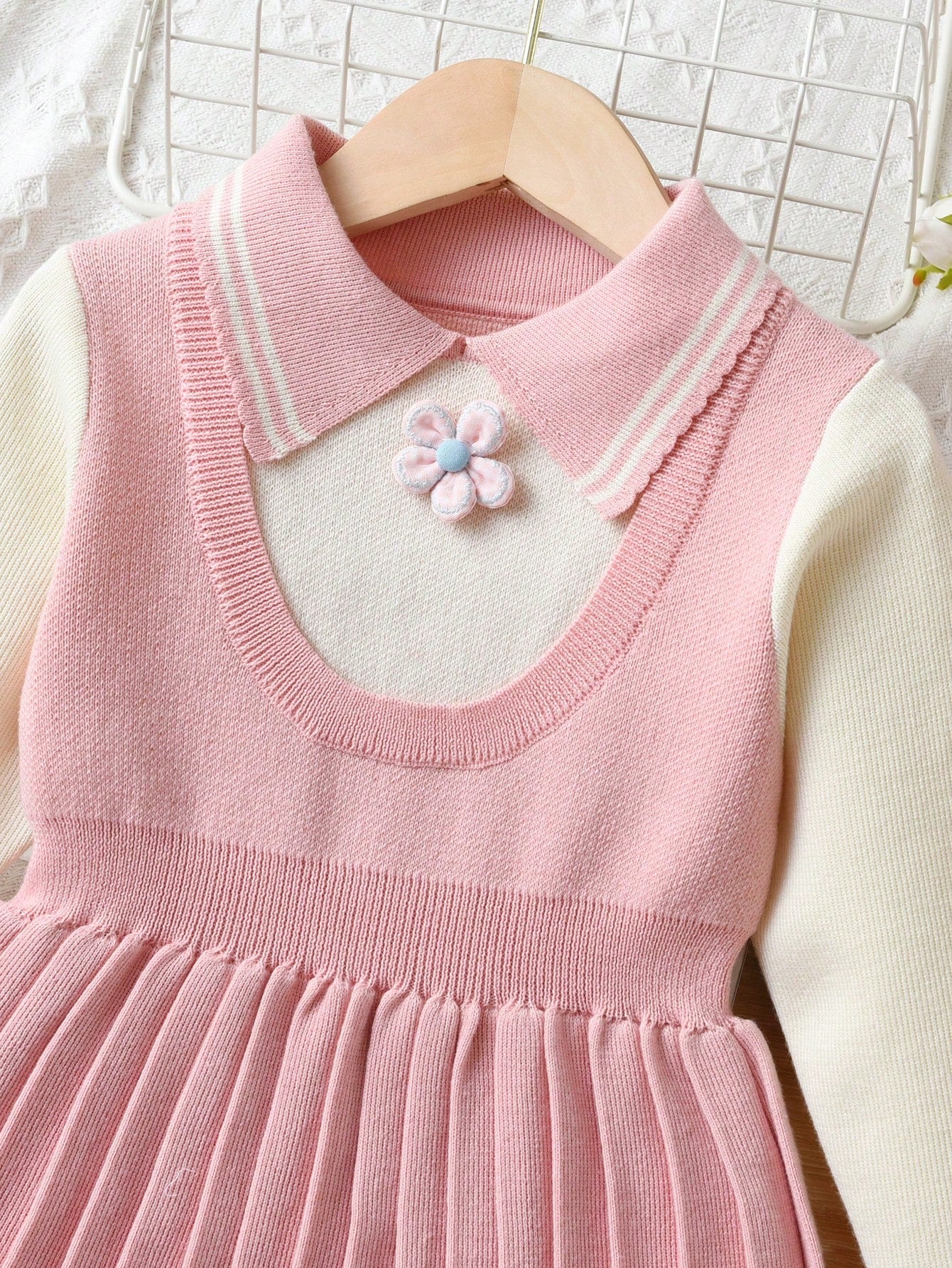 Young Girl Knitted Sweater Dress, 2024 New Spring Autumn Princess Dress With Long Sleeves