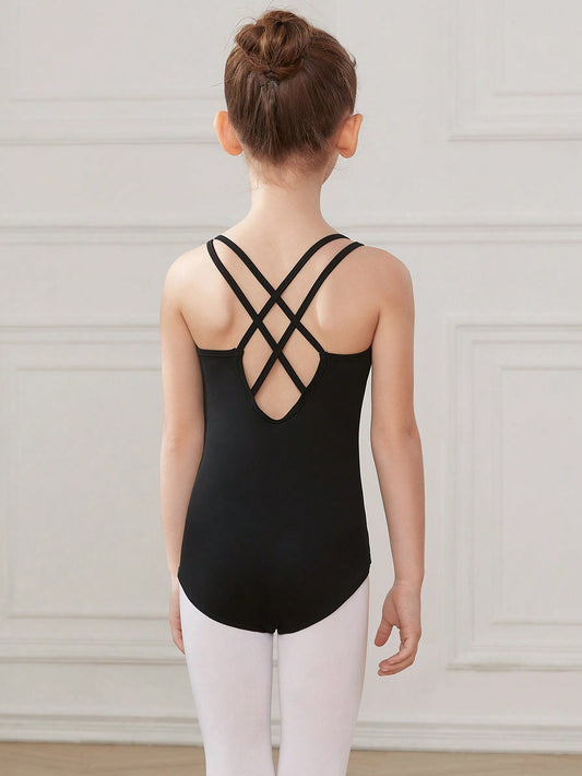 Tween Girl Sleeveless Summer Ballet Leotard Hollow-Out Back High Stretch For Dance Show/Practice Or Gymnastics