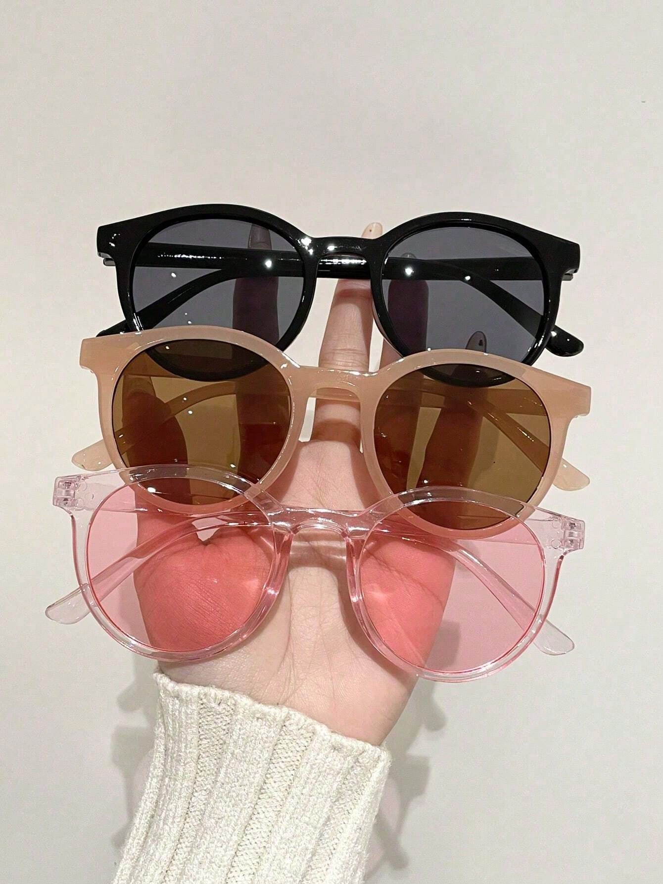 3pcs/set Korean Retro Full Frame Round Sunglasses