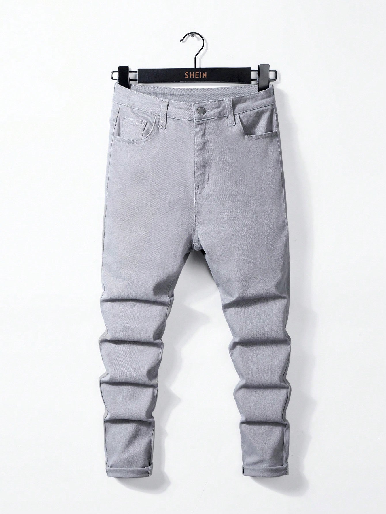 Teen Boy Casual Comfortable High Stretch Grey Jeans For Summer