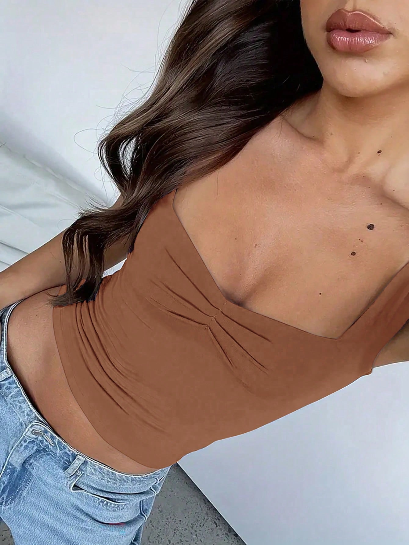 Women's Solid Color Cropped Tank Top For Summer