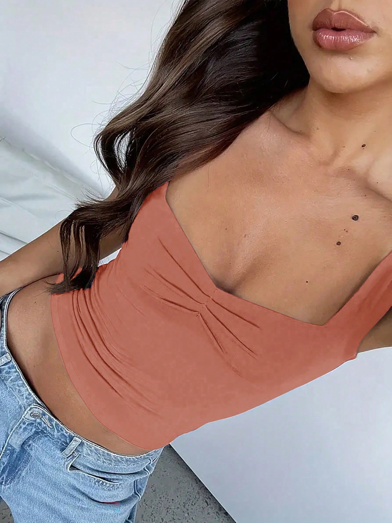 Women's Solid Color Cropped Tank Top For Summer