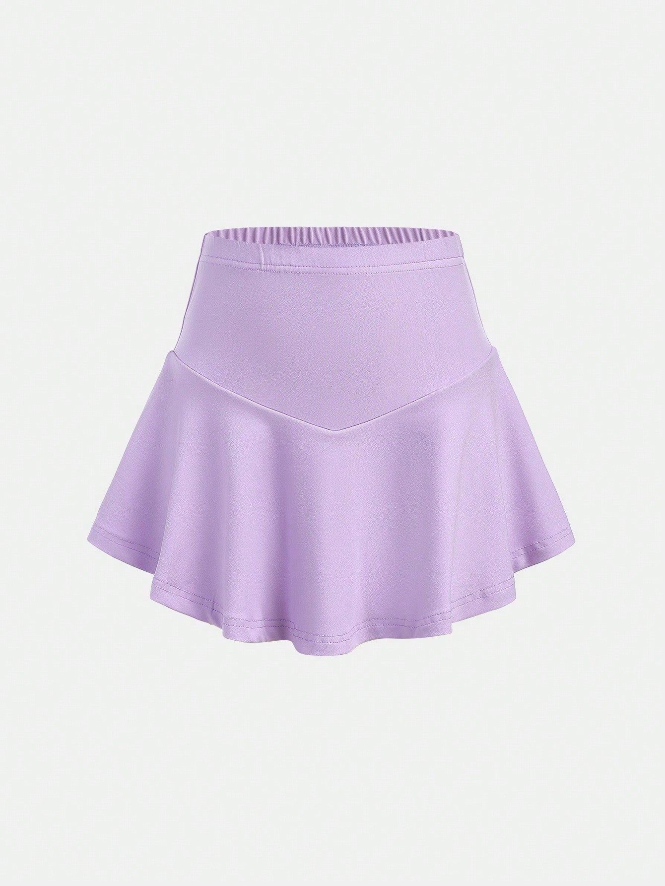 Tween Girls' Summer Casual And Comfortable Knitted Solid Color Skort With Flared Ruffles