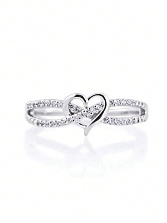 1Pc Girls Classical Heart Cubic Zirconia Rings For Children For Birthday Gifts For Party Jewelry Daily Decoration