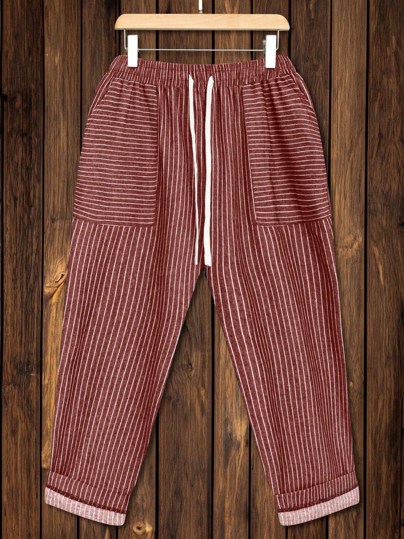 Plus Size Drawstring Waist Striped Sweatpants