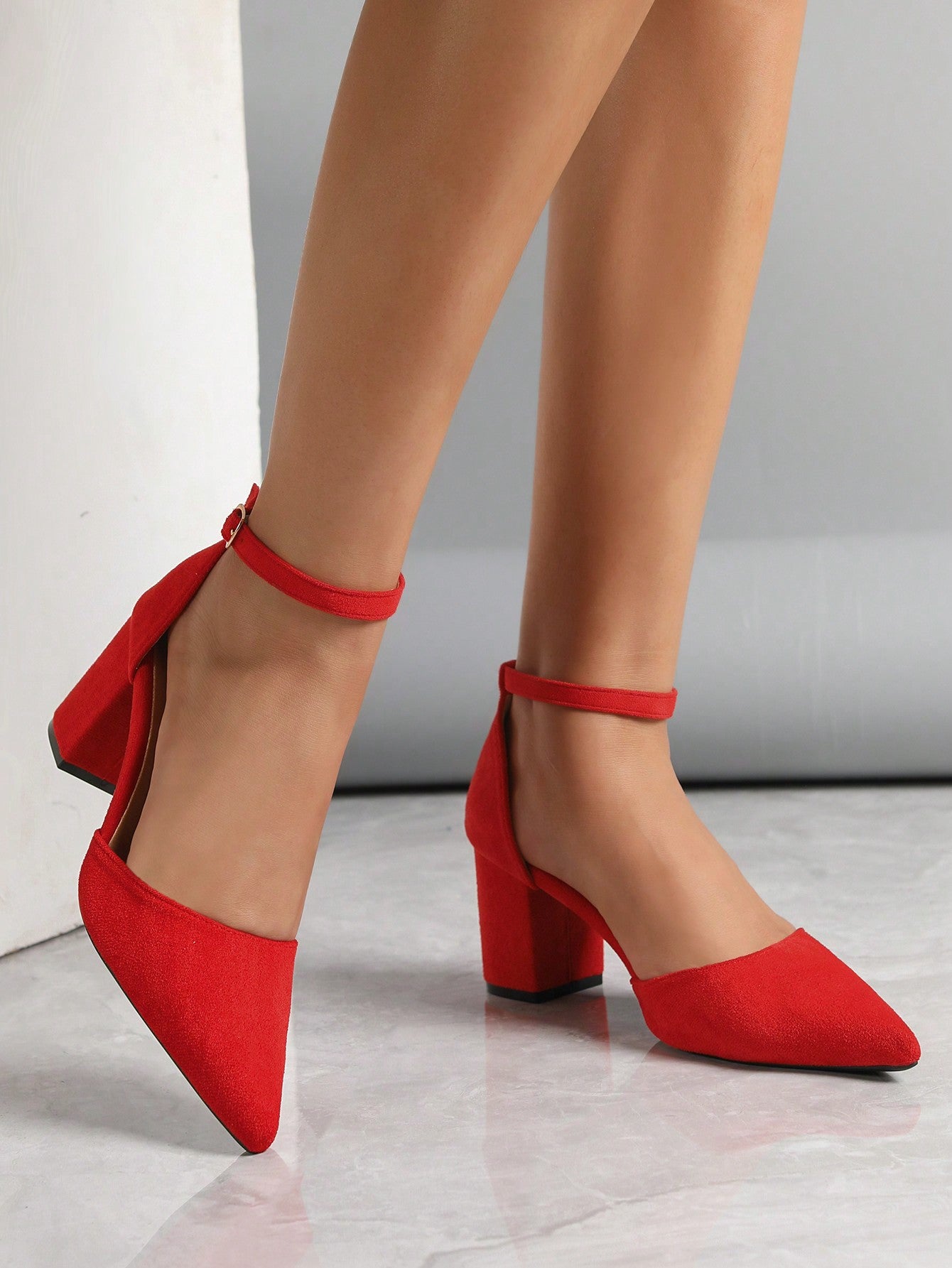 Women Summer New Open Toe Chunky Heel Shoes, Red Sexy Fashion Party High Heels