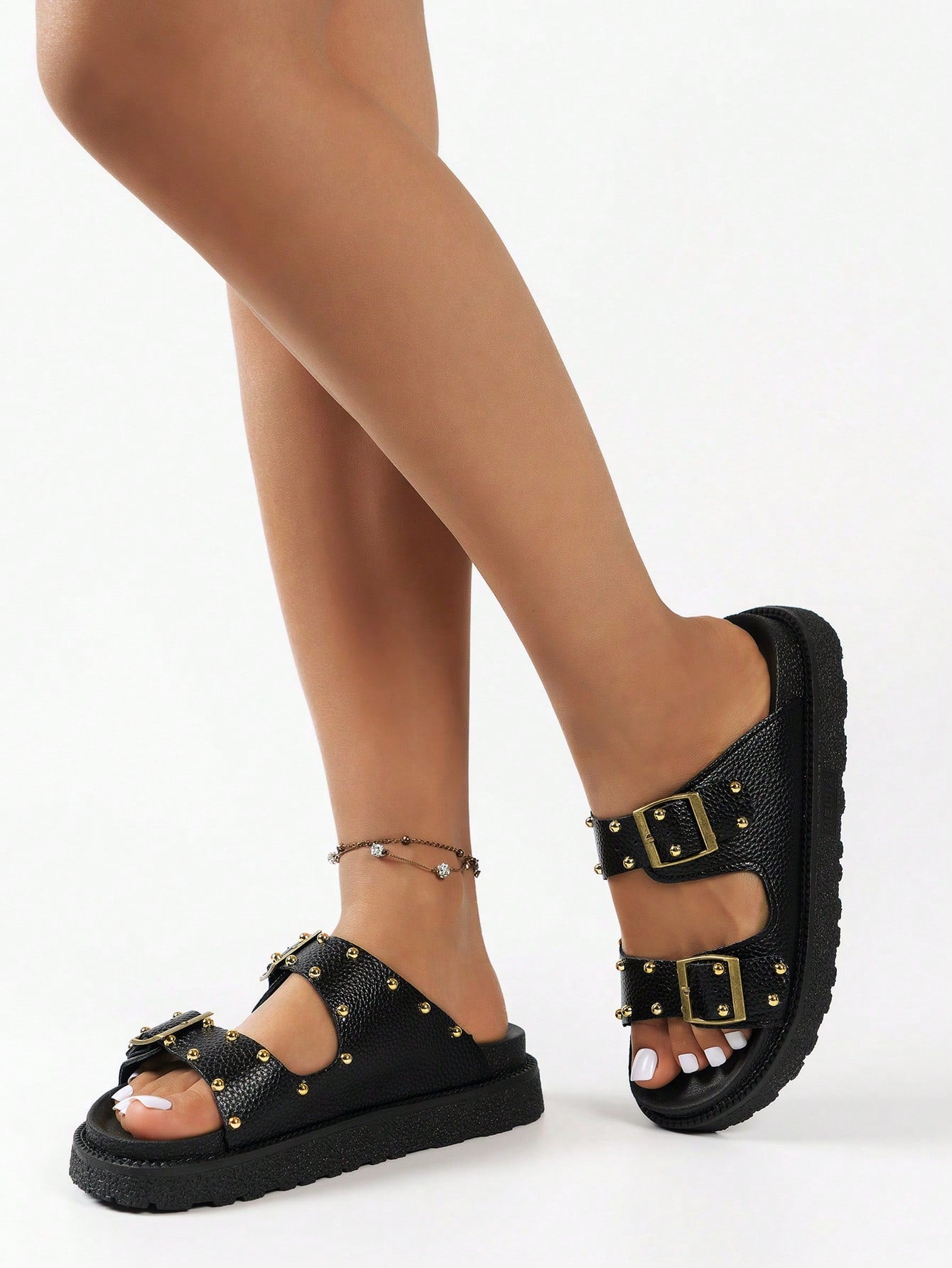 Soft-Bottomed Comfortable Suede Sandals With Thick Platform Sole