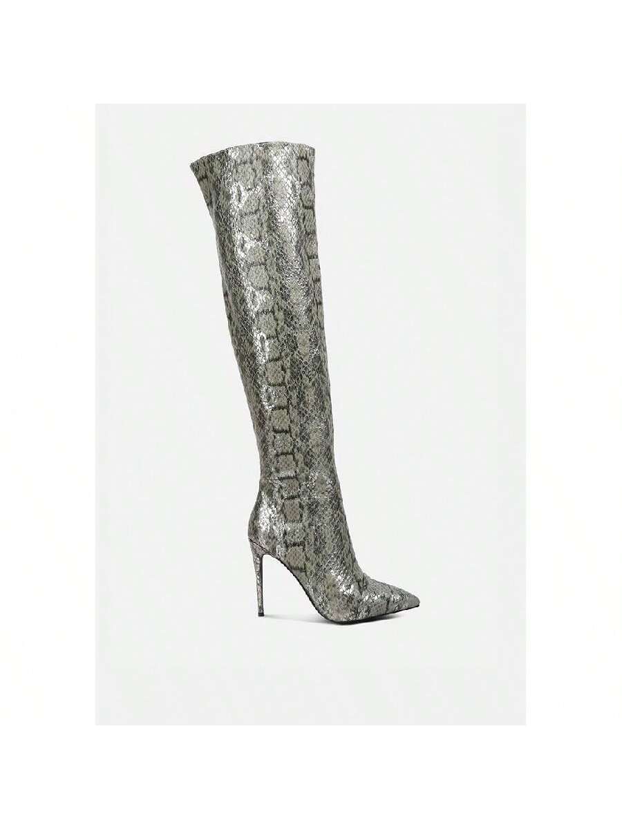 Catalina Snake Print Stiletto Knee Boots