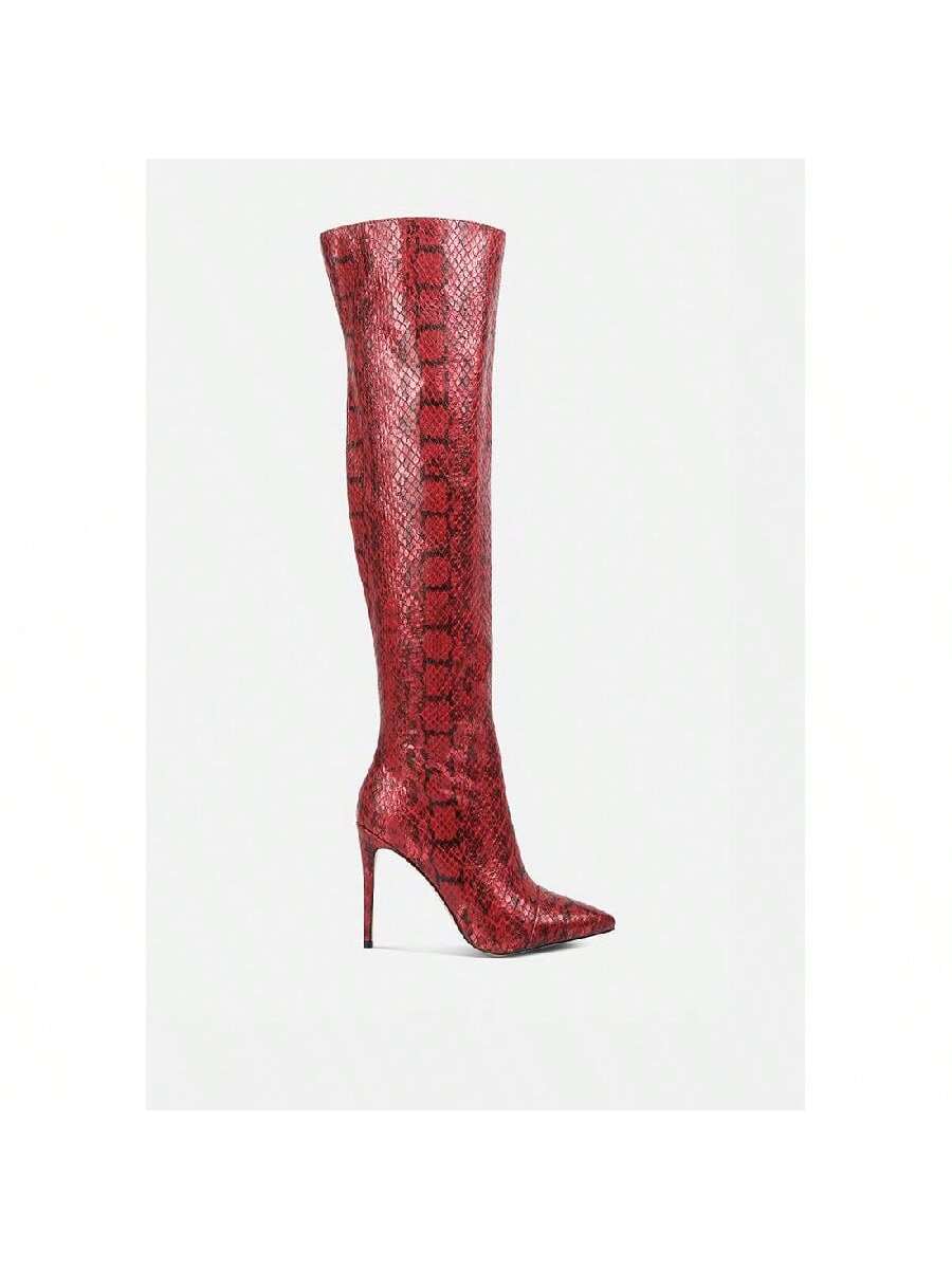 Catalina Snake Print Stiletto Knee Boots