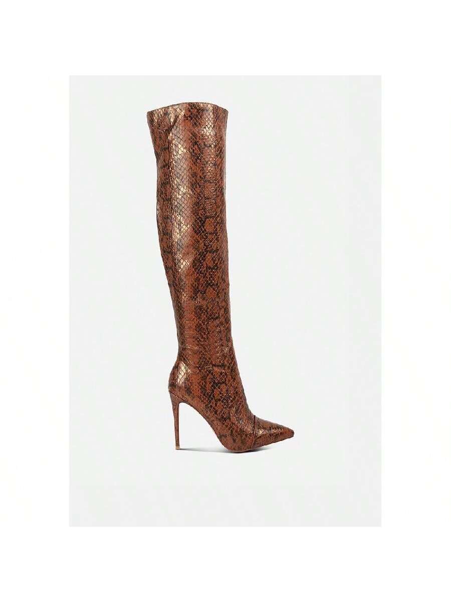 Catalina Snake Print Stiletto Knee Boots