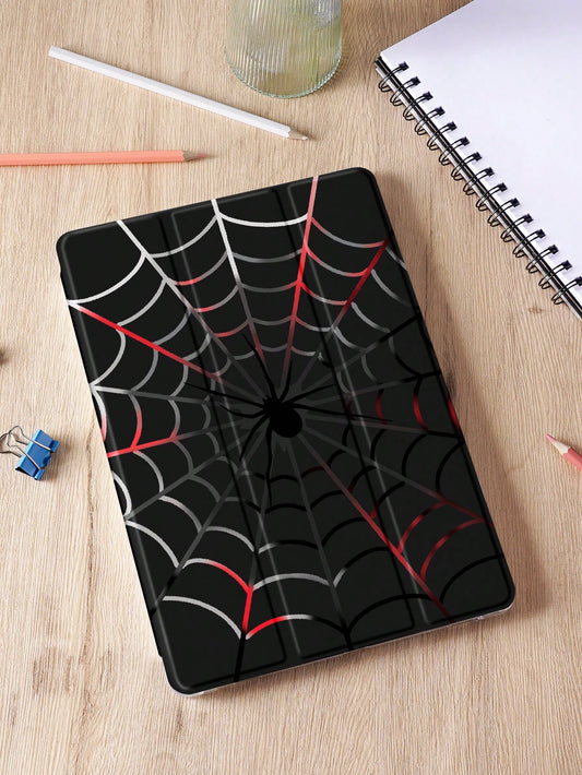 1pc Spider Design Tablet Case, Anti-Drop With Pen Holder, Support Sleep/Wake Up Function, Compatible With Samsung, Huawei, Xiaomi And Ipad