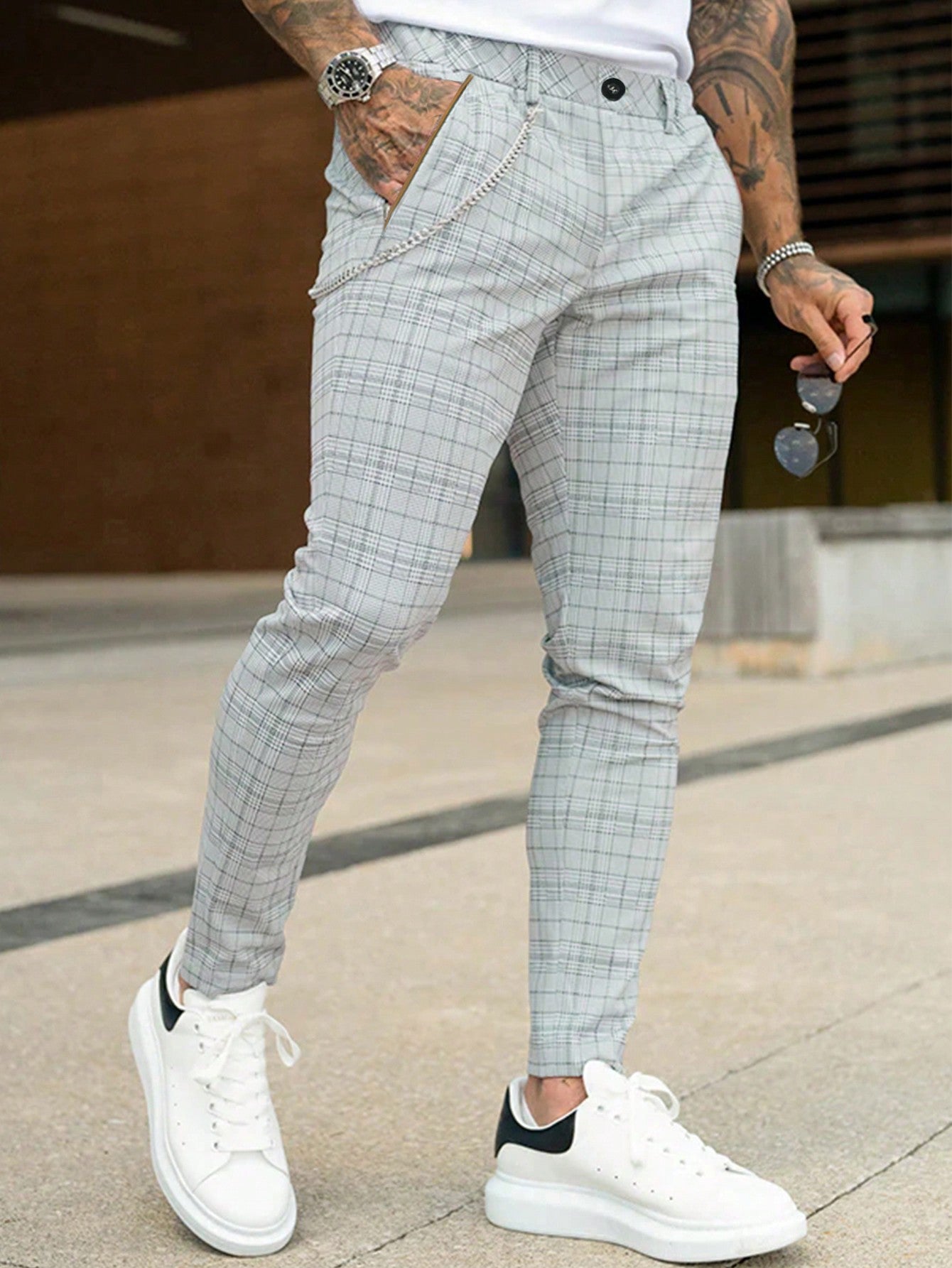 Men Plaid Simple Daily Suit Pants