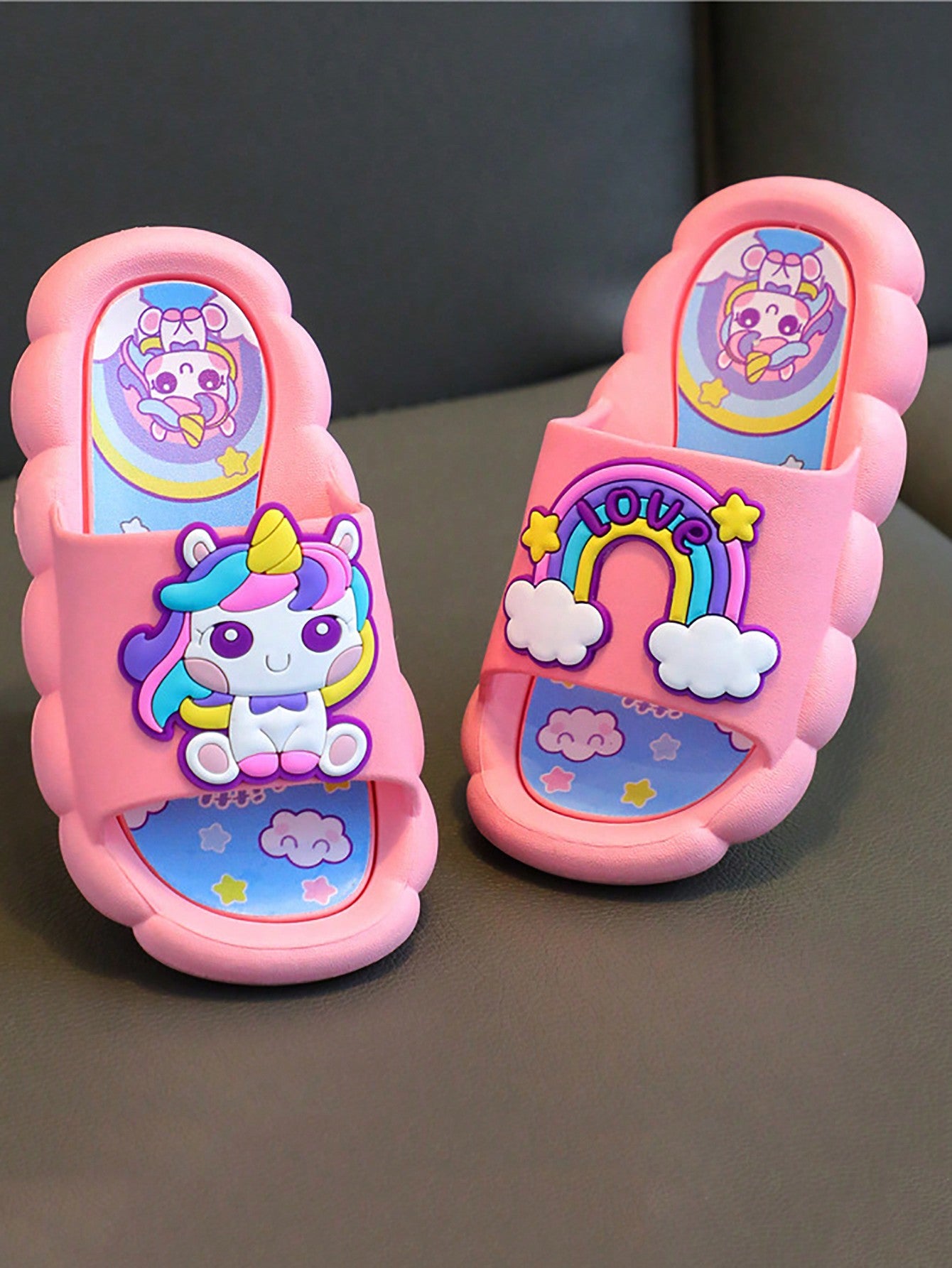 One Pair Of Purple Cartoon Cute Slippers For Girls And Babies, Soft Bottom And Anti-Slip For Bathroom, Home, Princess Style, Suitable For Summer Indoor And Outdoor Beach