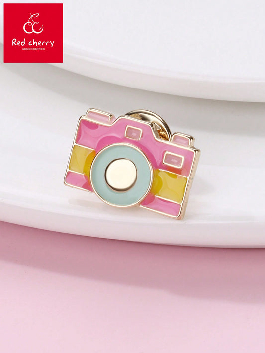 1pc Girl 3D Camera Zinc Alloy Colorful Oil Drop Cute Badge Brooch Pin Suitable For Daily Bag, Hat, Jeans Accessories