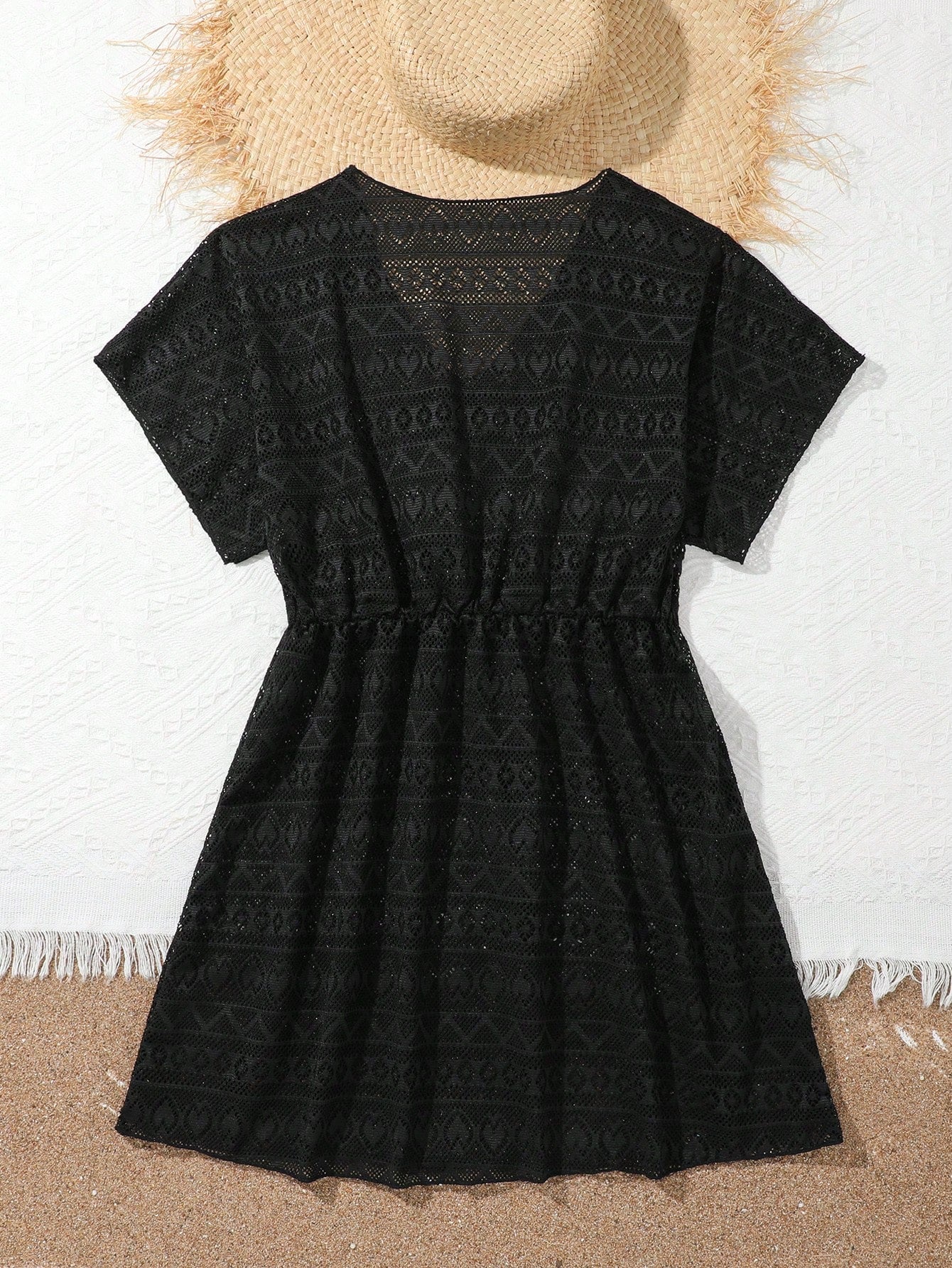 Teen Girl Summer Holiday V-Neck Solid Cover-Up Dress