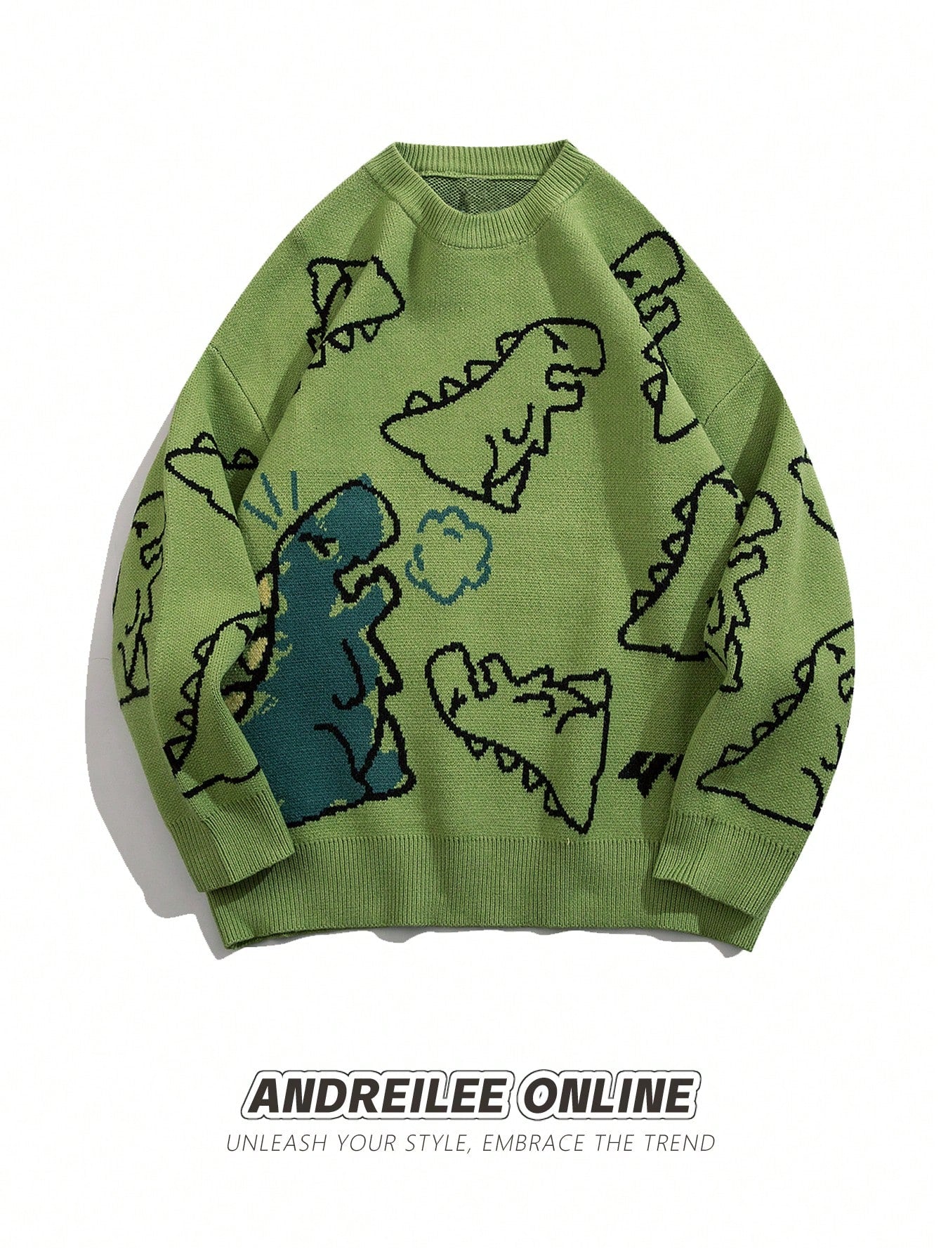 Men Dinosaur Pattern Sweater