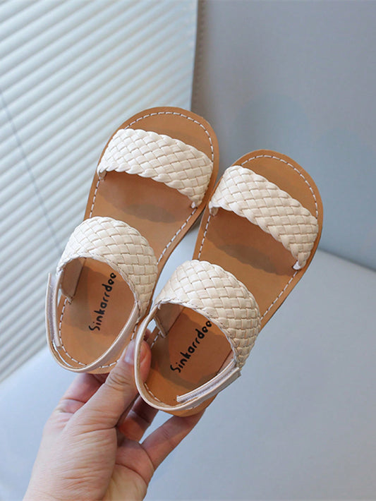 2024 New Summer Princess Girls" Weaved Sandals, Korean Style Children Open Toe Sandals