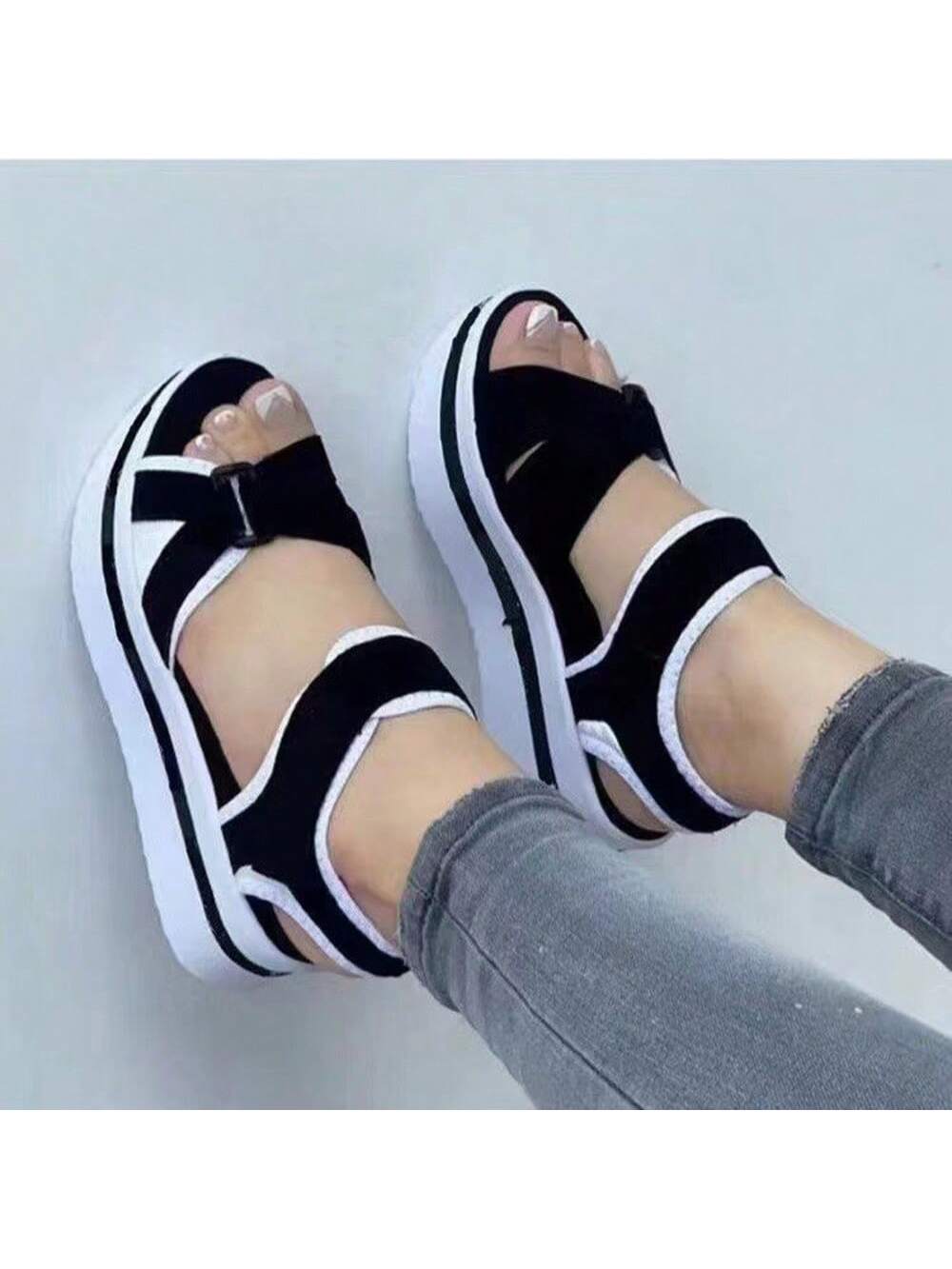 Plus Size Summer Sport Sandals For Women,  Closure, Thick Sole, College Style Outdoor Shoes