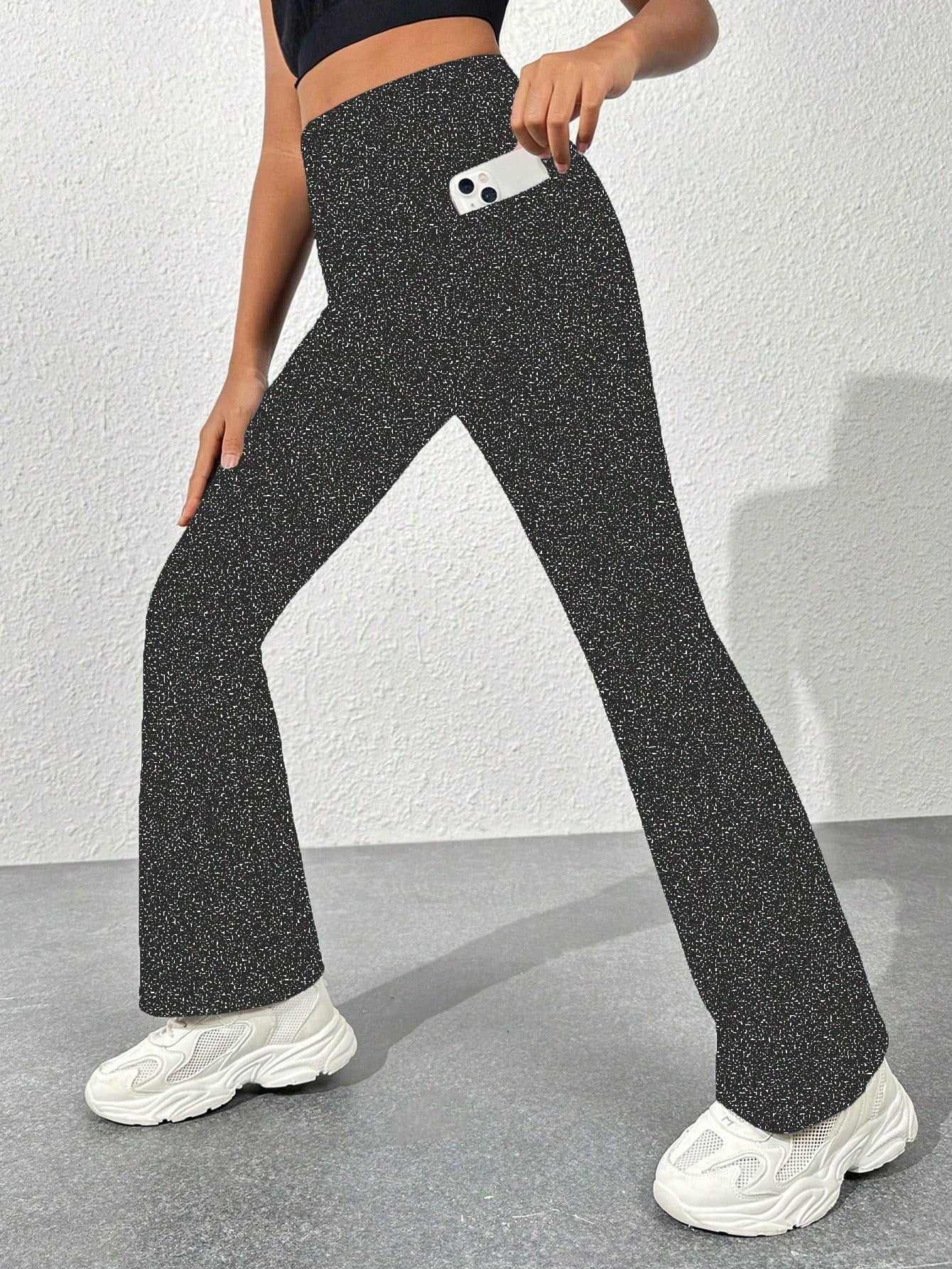 Tween Girl Flared Sweatpants With Solid Color For Sports, Youth Sizes