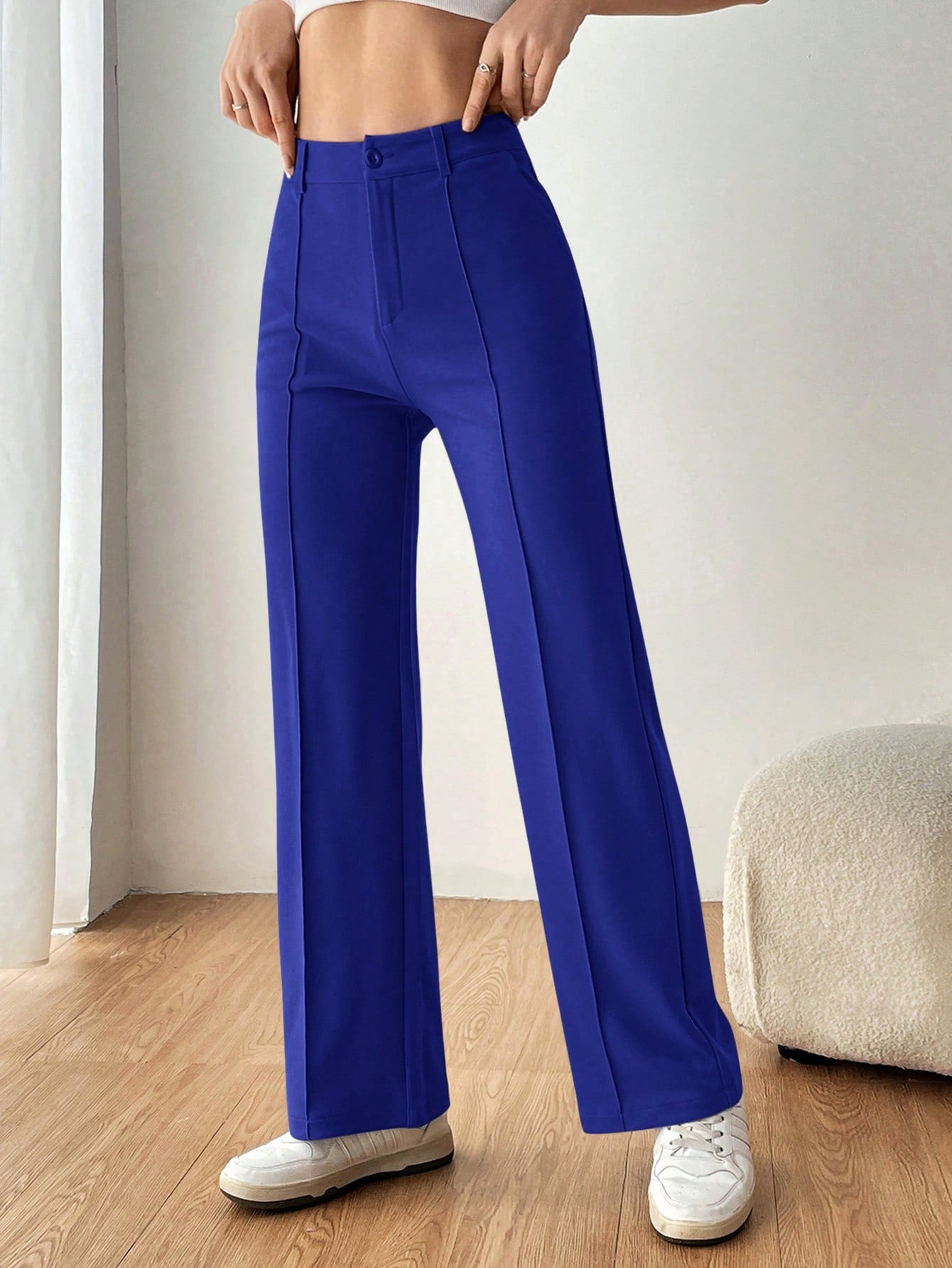 Women's Straight Leg Suit Trousers With Exposed Seams