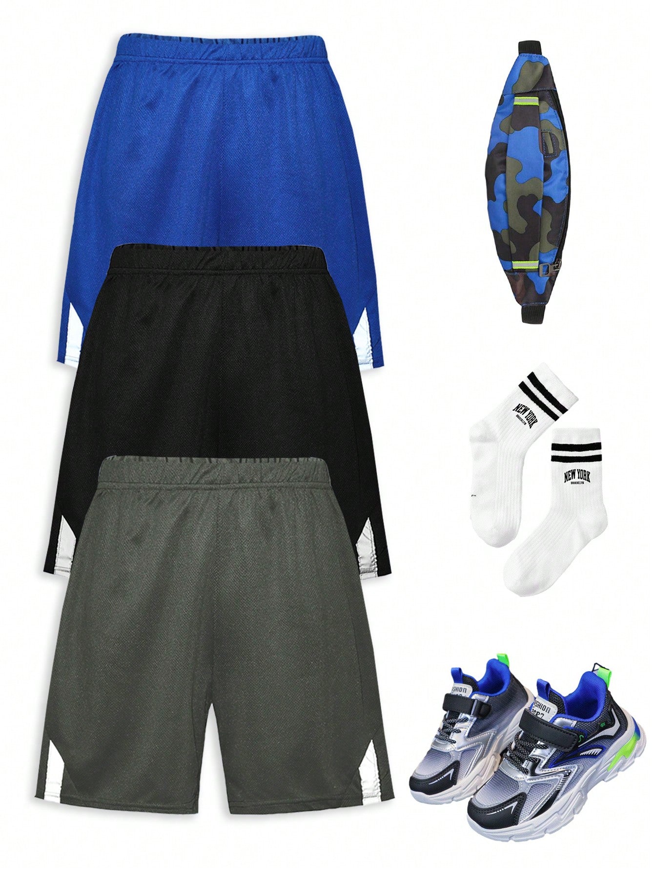 Tween Boy 3pcs Casual Casual Knit Solid Color Shorts Set