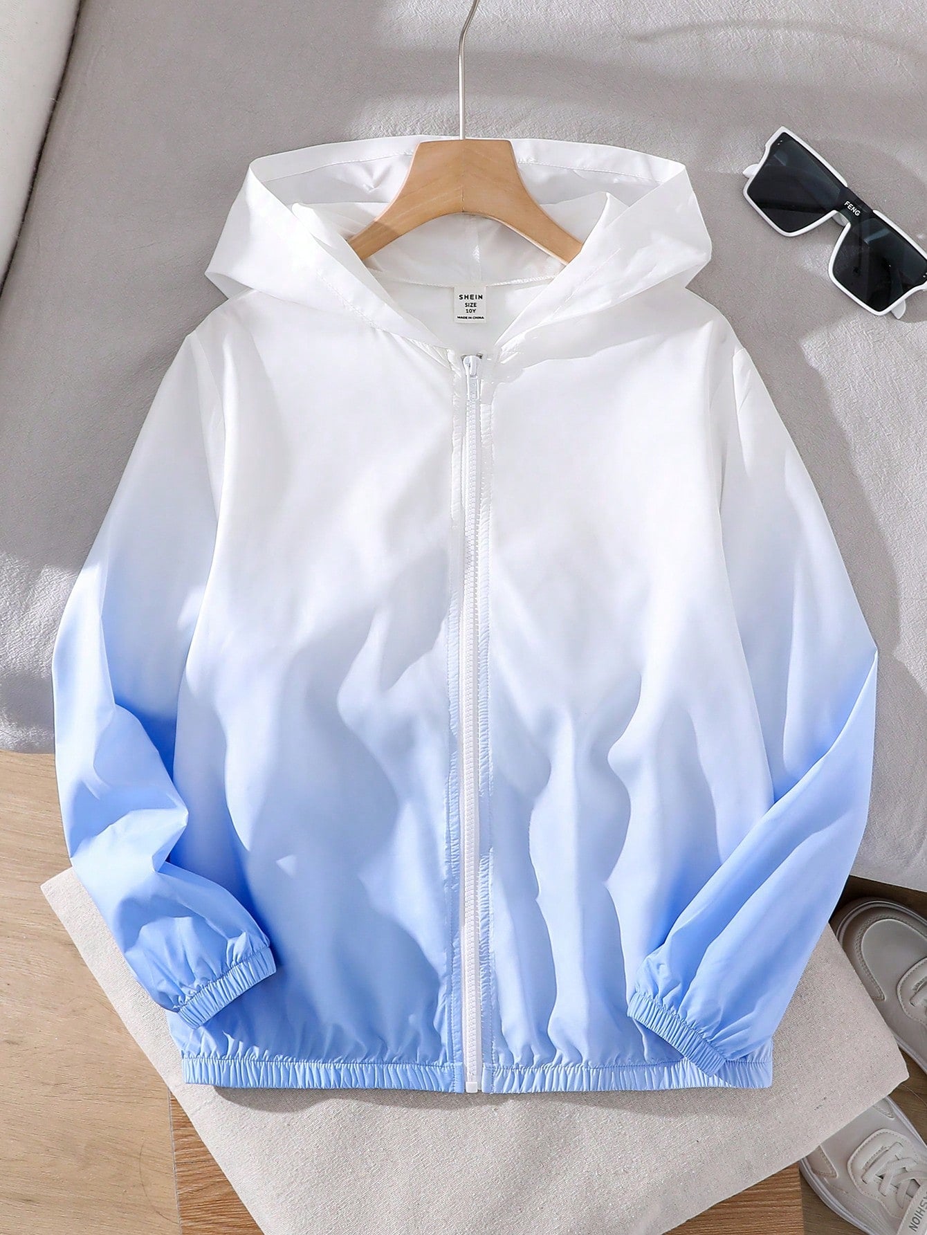 Tween Boy Loose Casual Gradient Color Hooded Sunscreen Jacket