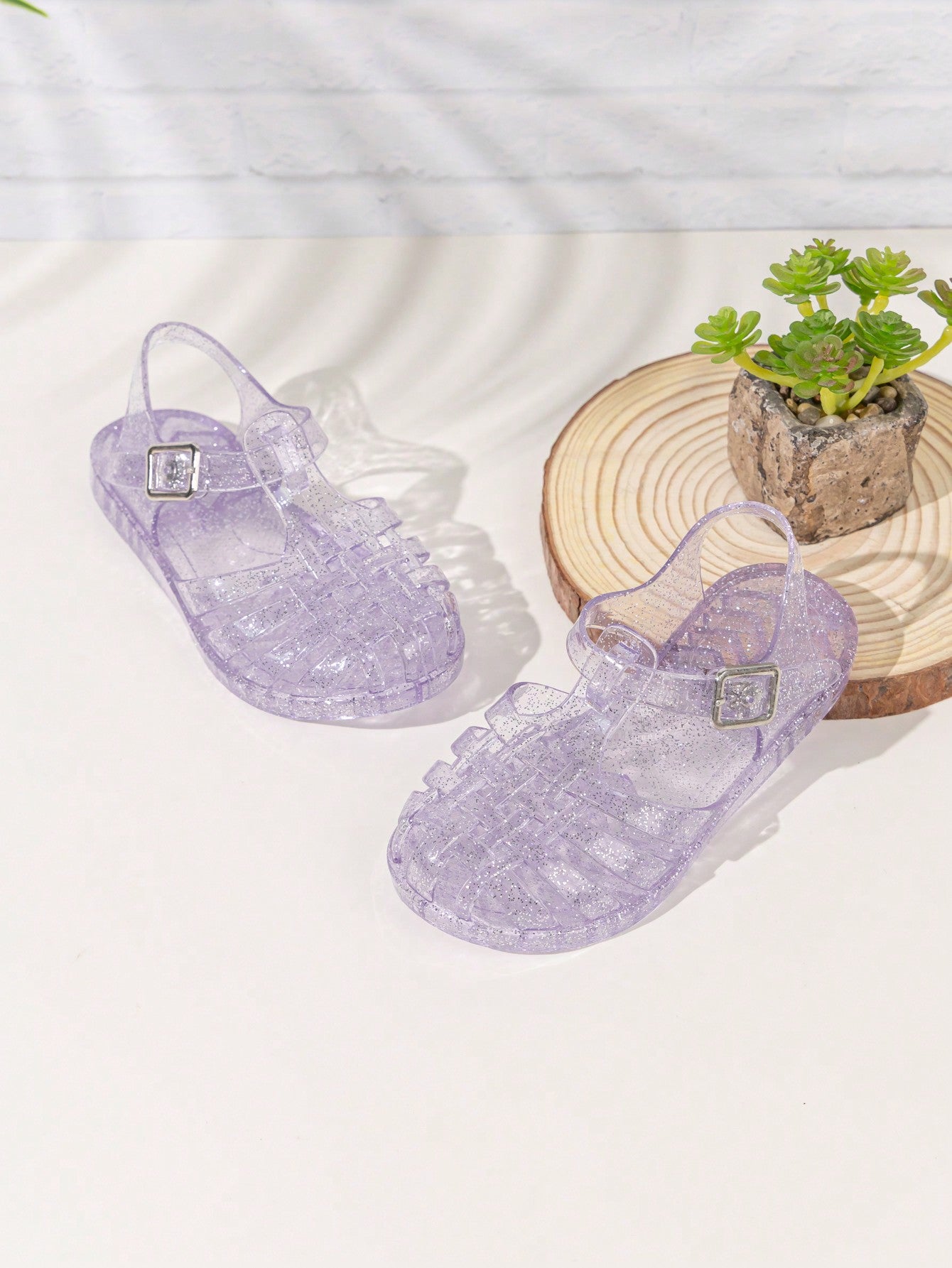 Girls' Crystal Jelly Sandals Flat Beach Shoes For Summer