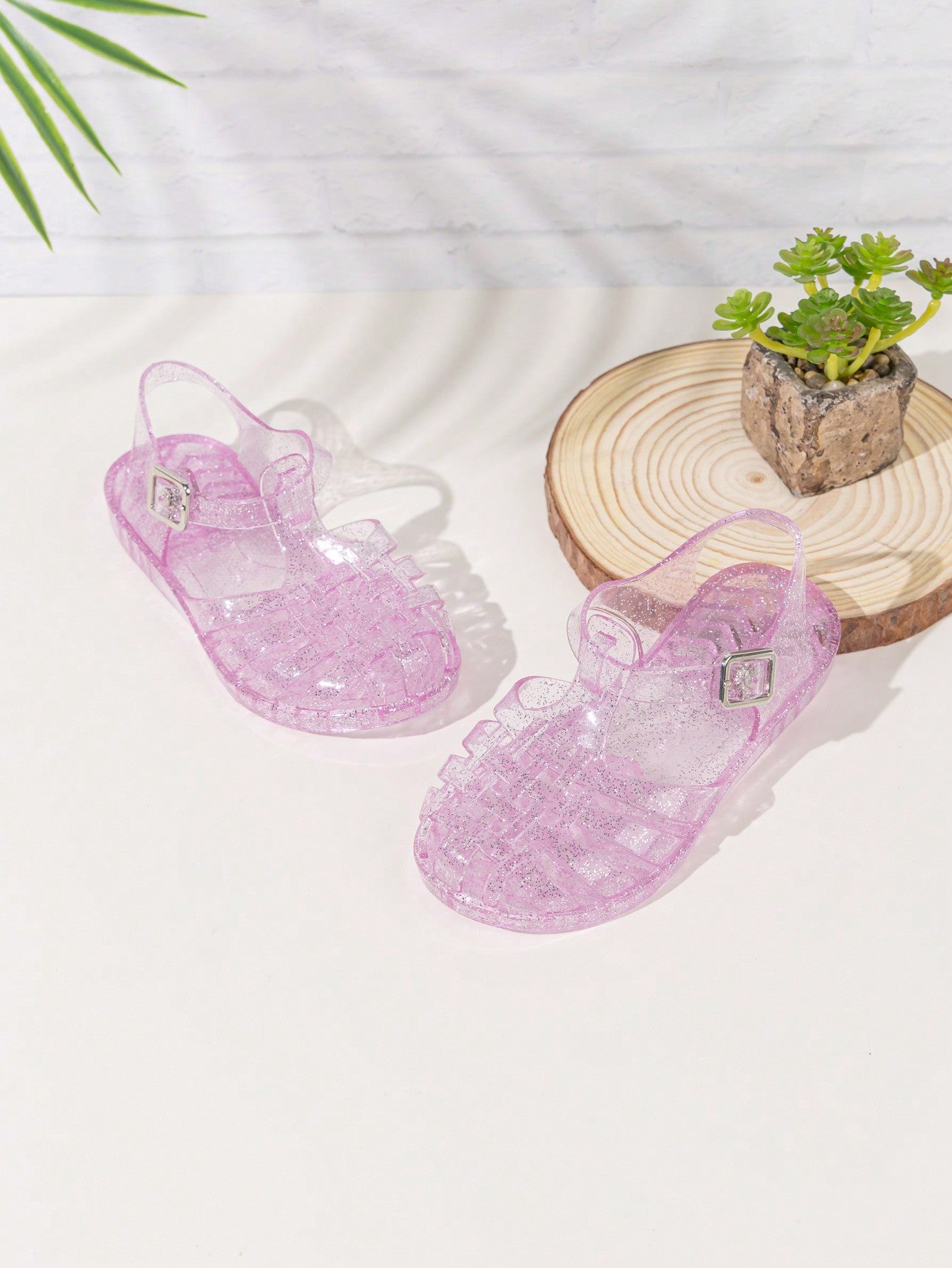 Girls' Crystal Jelly Sandals Flat Beach Shoes For Summer