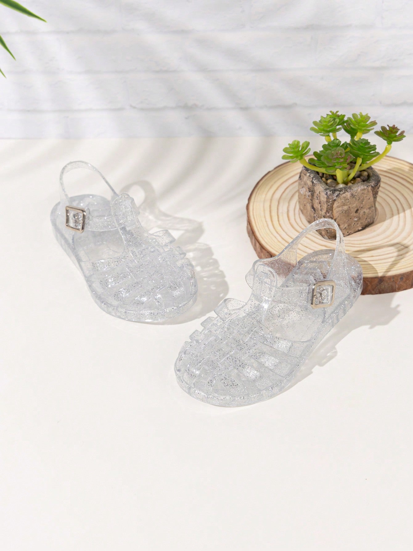 Girls' Crystal Jelly Sandals Flat Beach Shoes For Summer