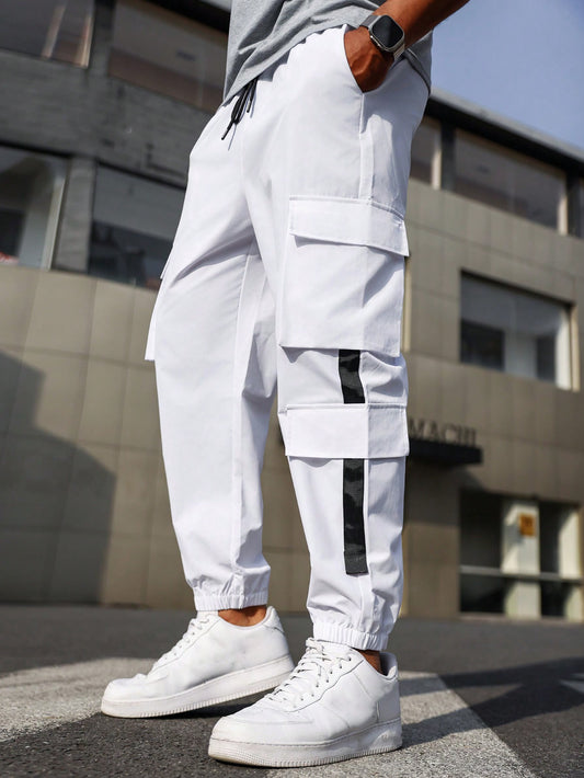 Men Colorblock Simple Daily Cargo Pants