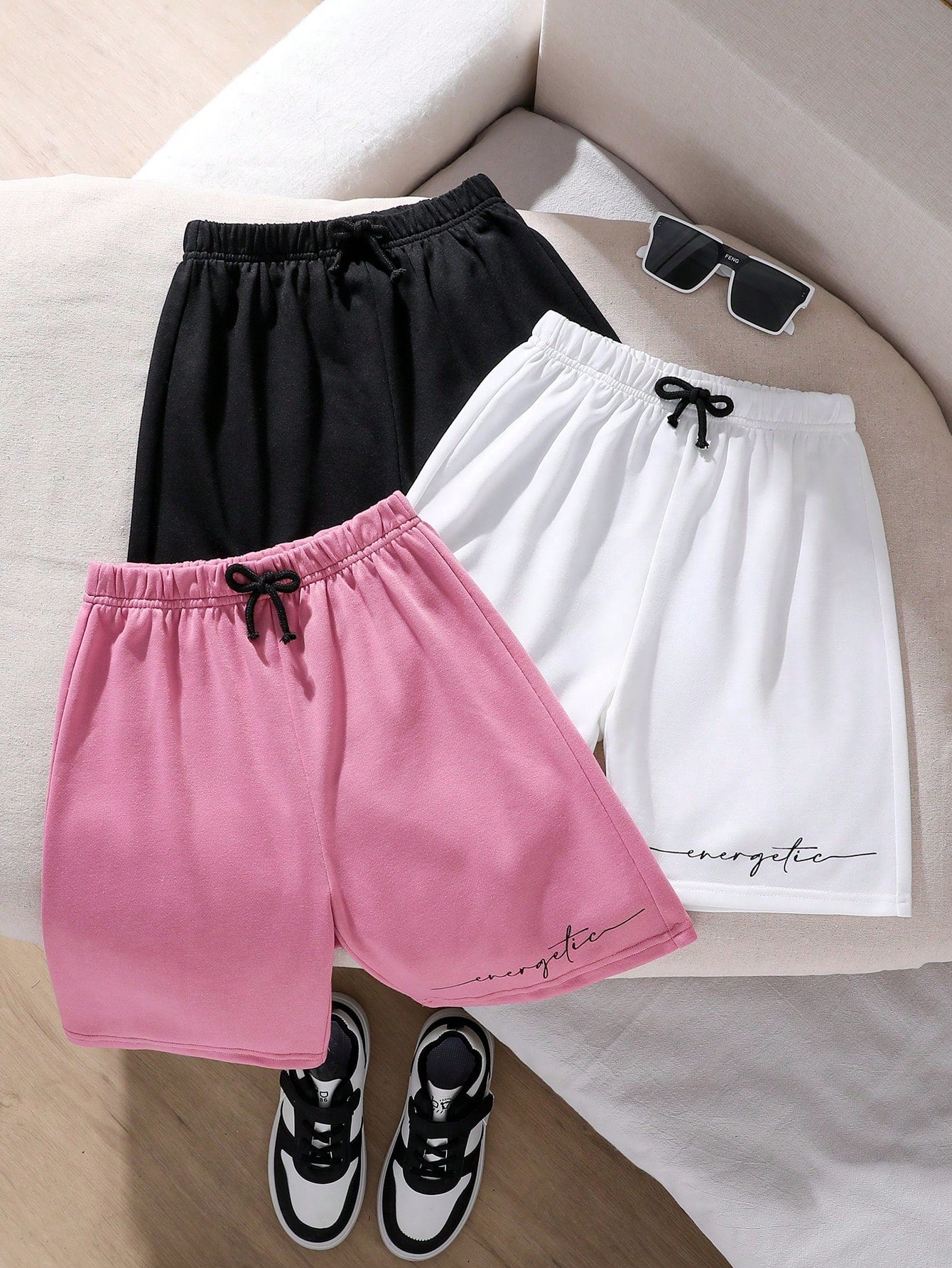 Tween Boy 3PCS Handwritten Letter Pattern Shorts Set