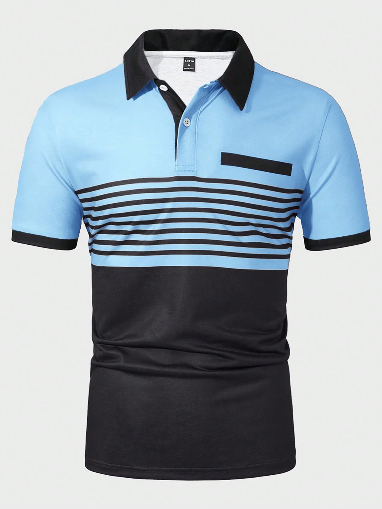 Men's Color Block Striped Polo Shirt