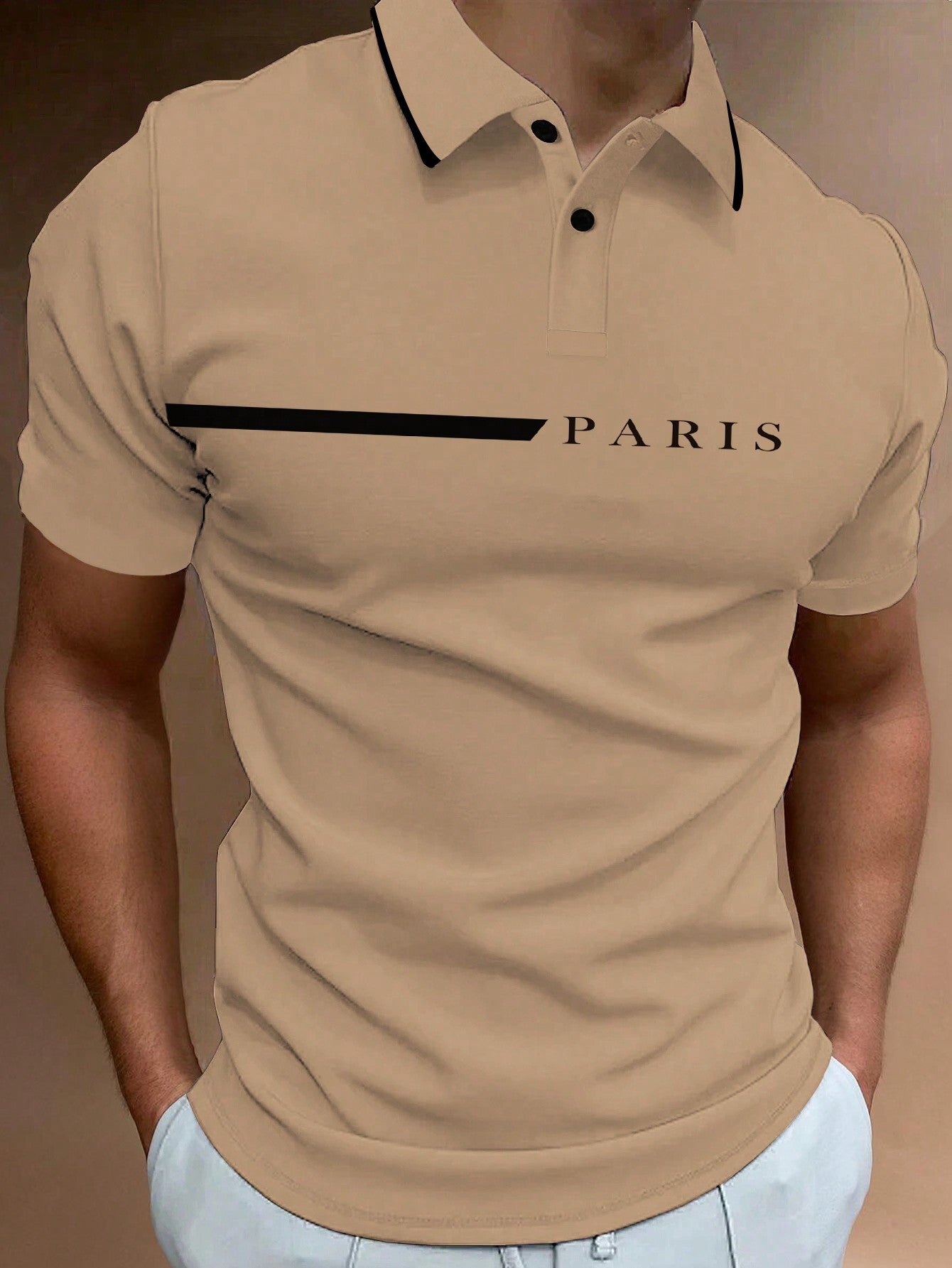 Men's Short Sleeve Polo Shirt With Letter Print