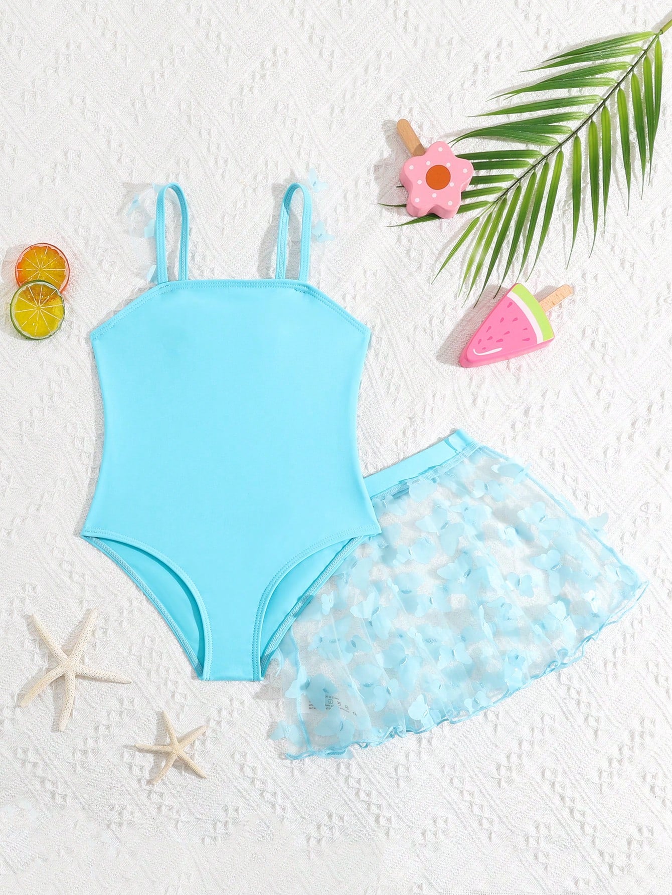 Young Girl Solid Color One-Piece Swimsuit With Spaghetti Straps, Suitable For Summer Seaside And Swimming Pool