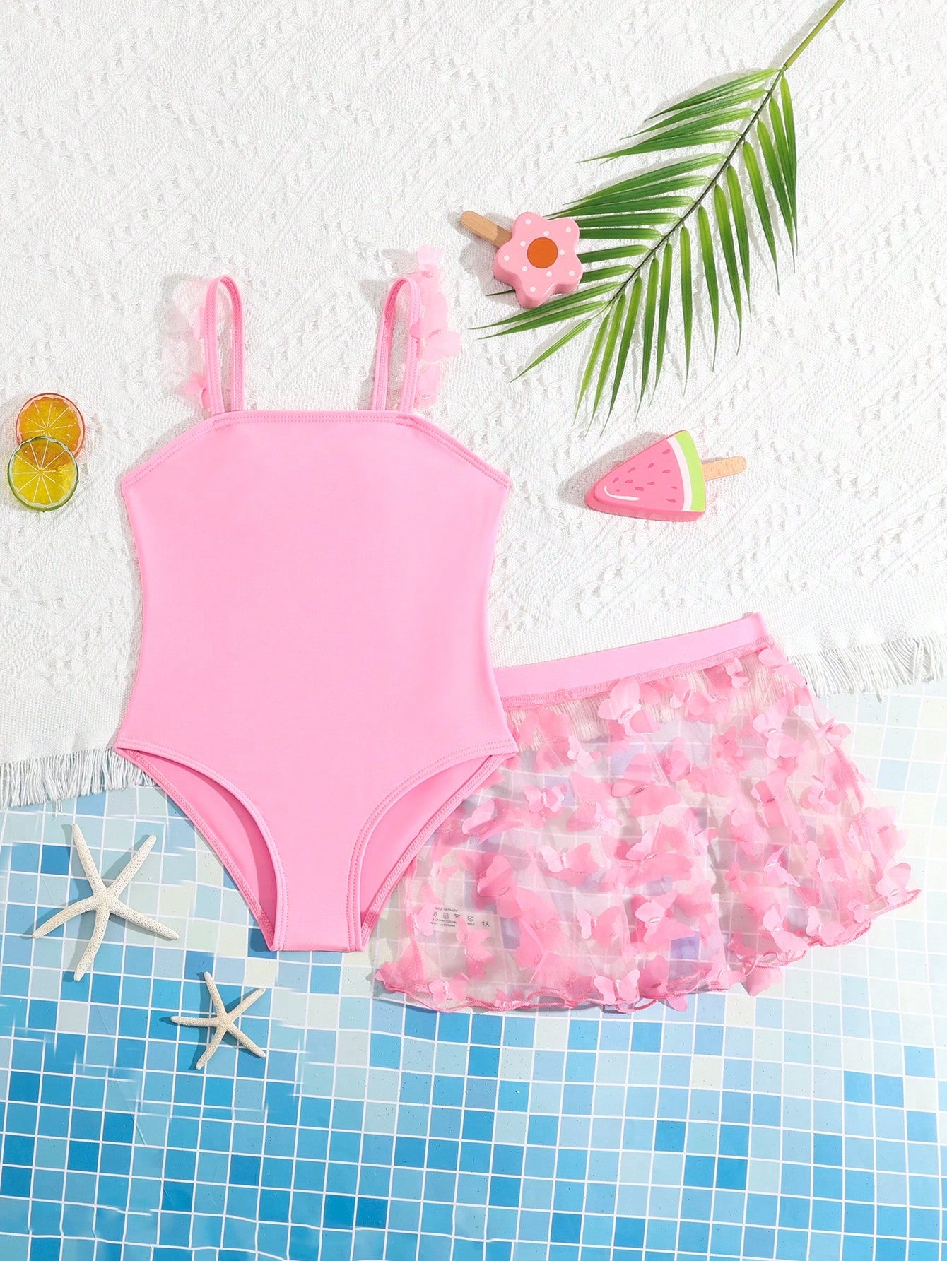 Young Girl Solid Color One-Piece Swimsuit With Spaghetti Straps, Suitable For Summer Seaside And Swimming Pool