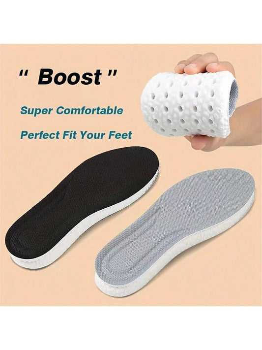 Unisex Comfortable Sports Shoe Insoles - High Elasticity, Shock Absorption, Breathable, Massaging And Orthopedic Support