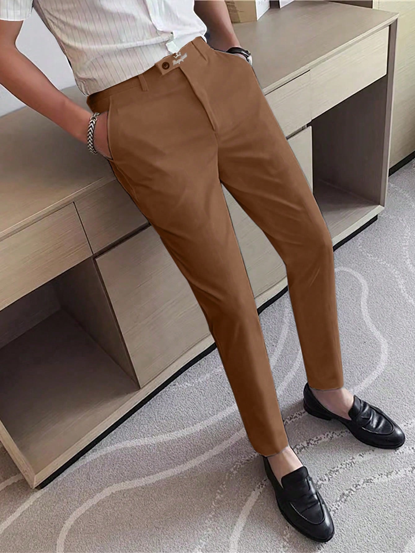 Men's Solid Color Slim Fit Suit Pants