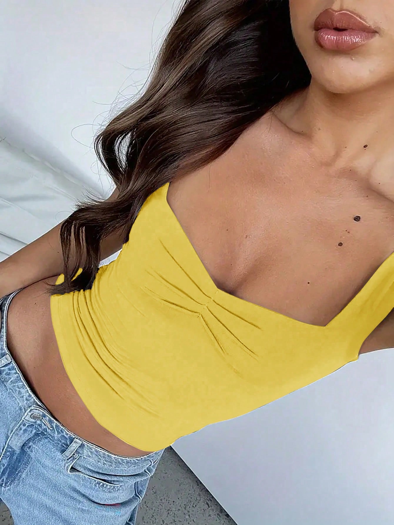 Women's Solid Color Cropped Tank Top For Summer